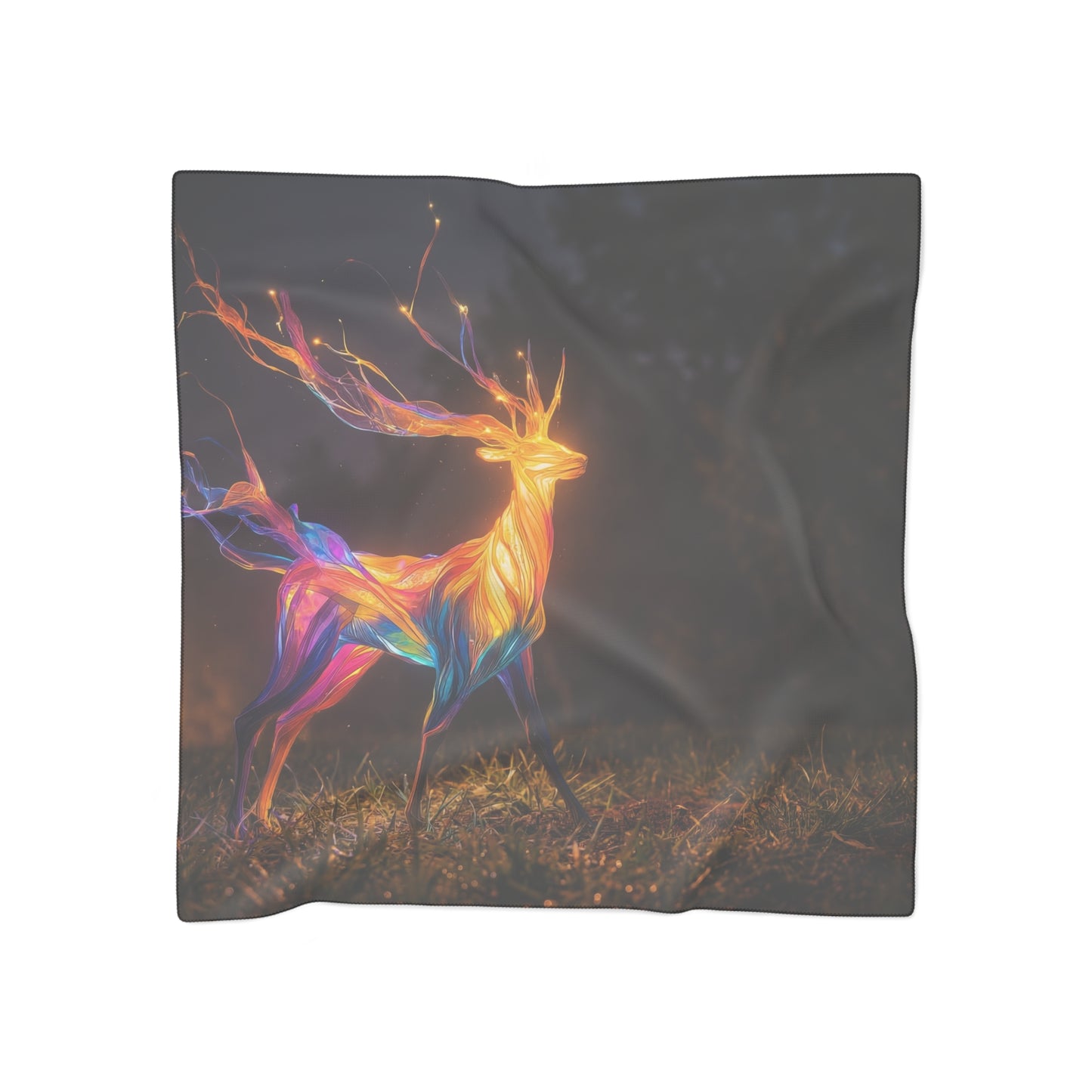 Chromatic Stag Poly Scarf – Aurora Forest Dreamscape