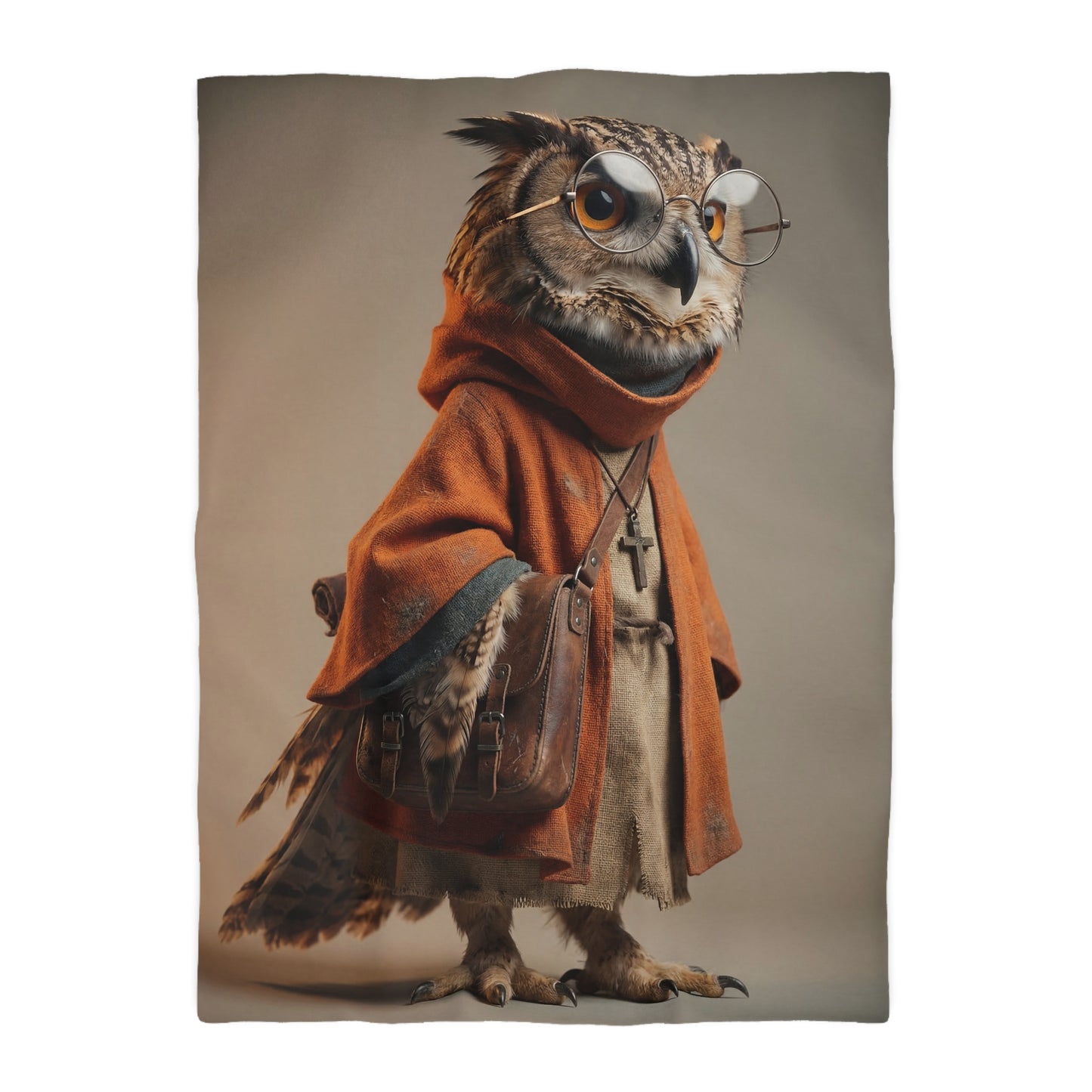Owl Sage Microfiber Duvet Cover – Warm Ember Wisdom