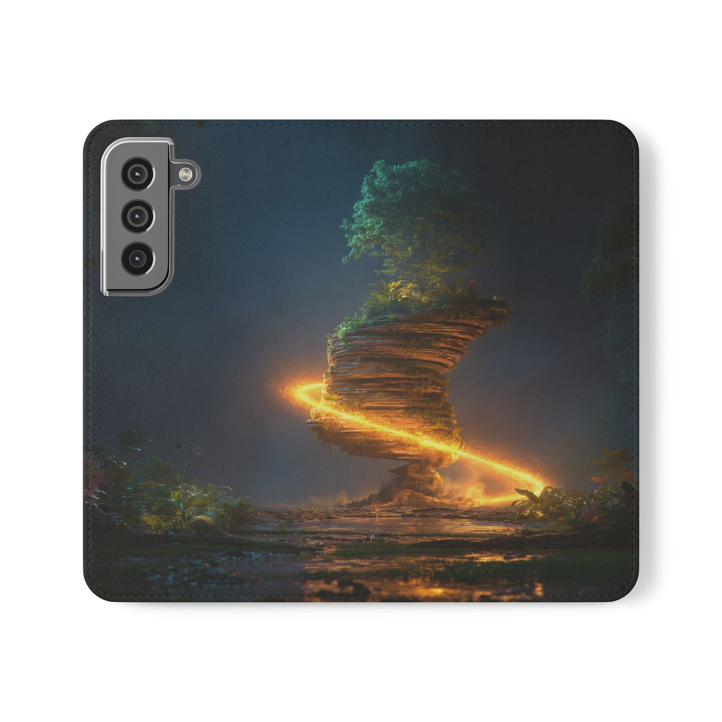 Luminous Floating Island Flip Cases – Amber Twilight Sanctuary
