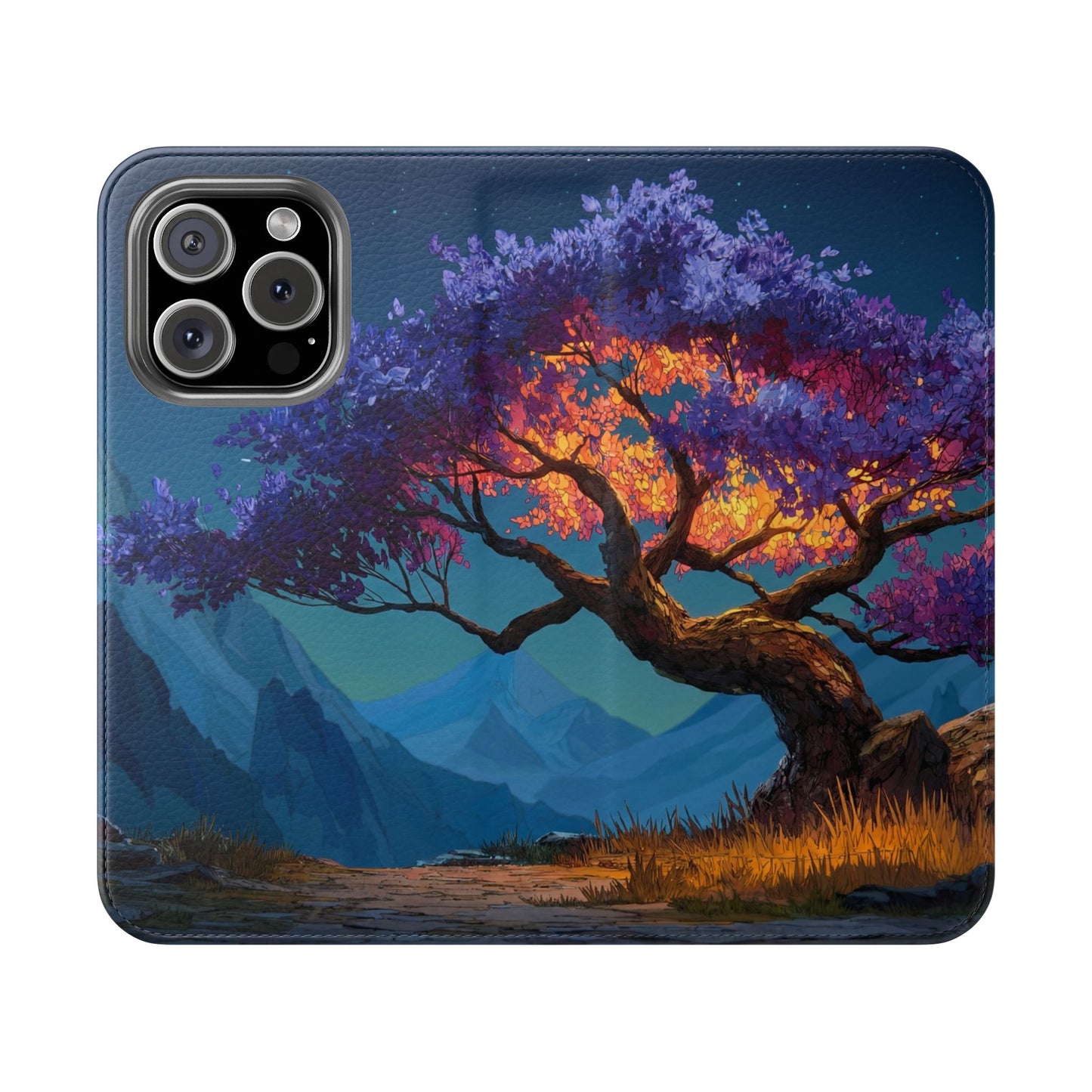 Violet Flame Tree Flip Cases – Twilight Mountain Glow Case