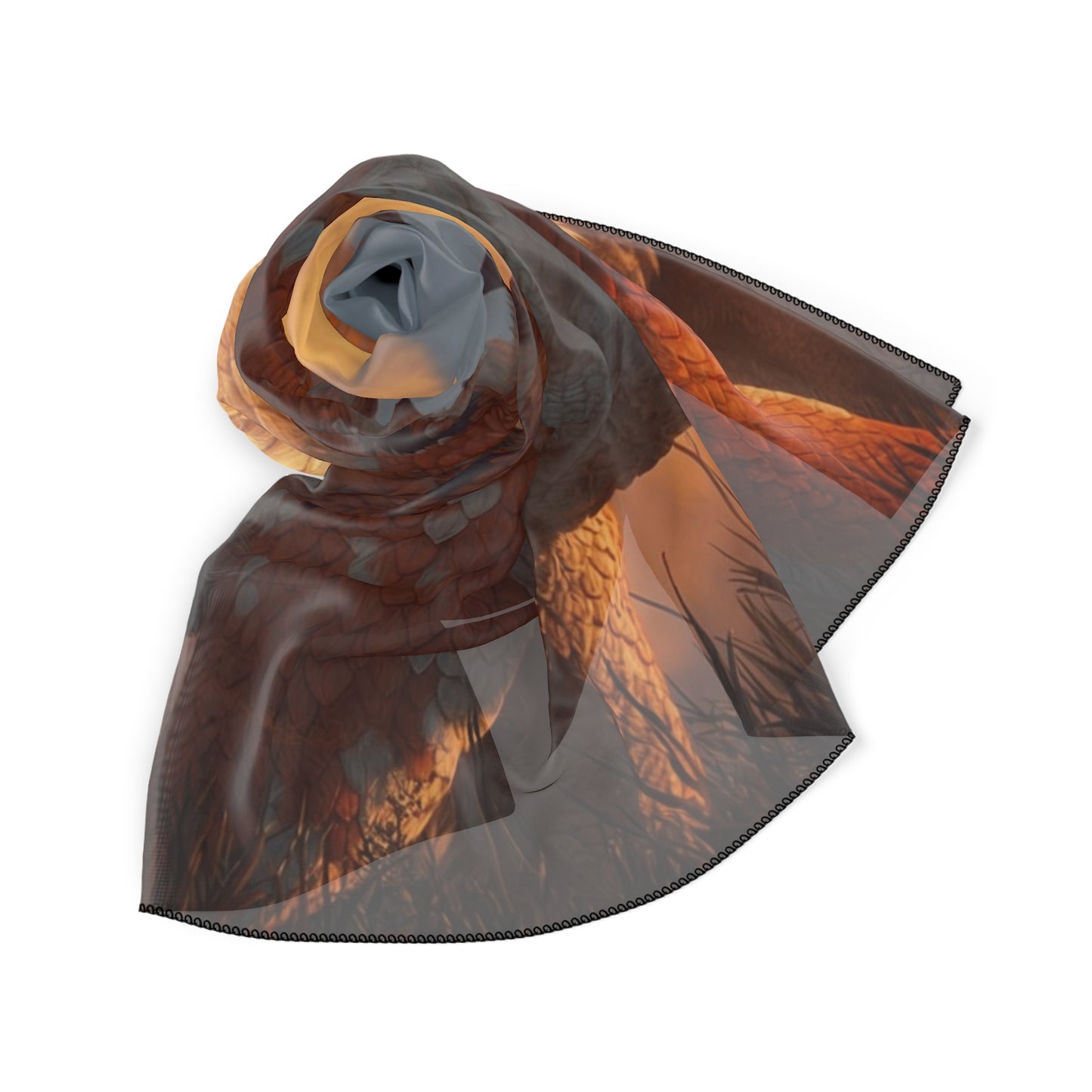 Sunset Sentinel Dragon Poly Scarf – Warm Ember Horizon