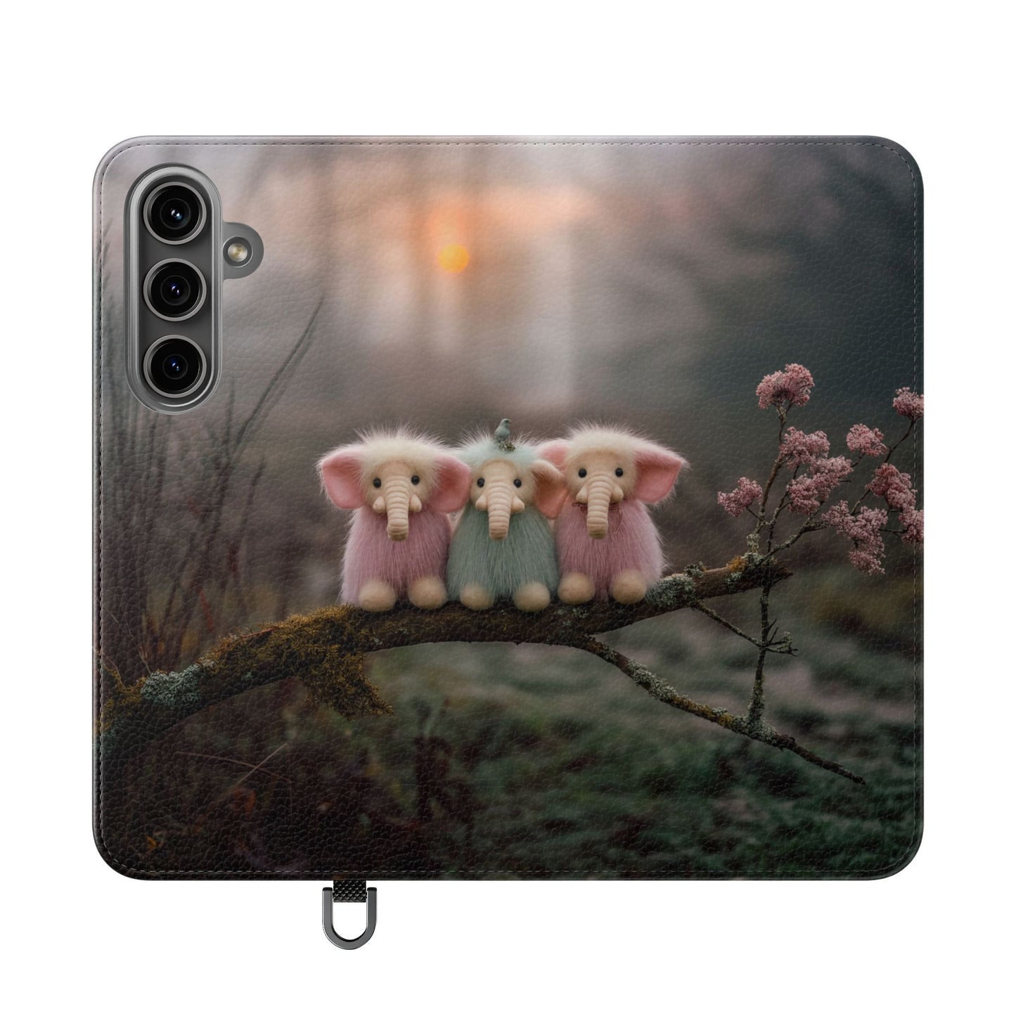 Mossy Branch Elephants Flip Cases – Pastel Fluff Guardians