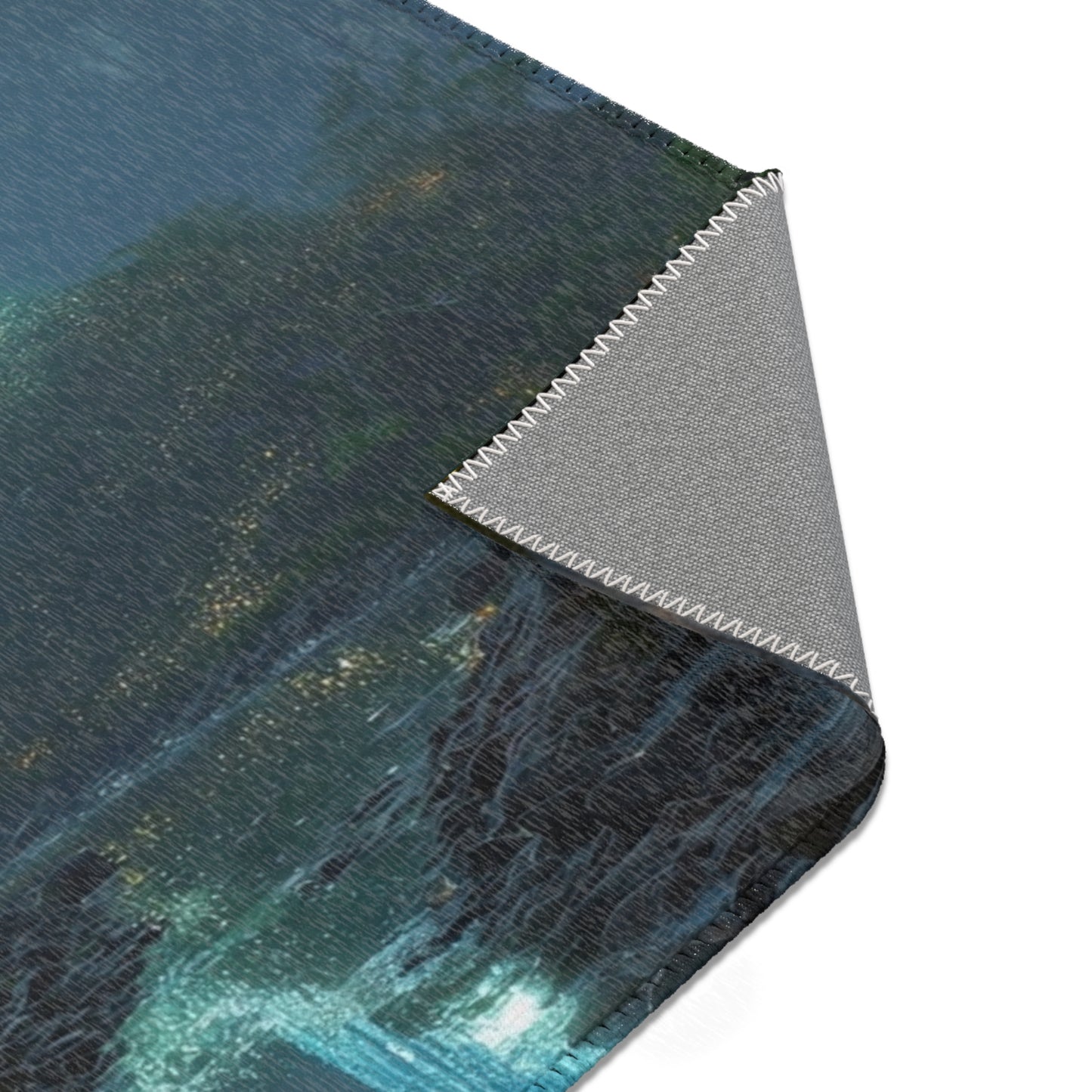 Whispering Forest Stream Rug – Azure Luminescence Dreamscape