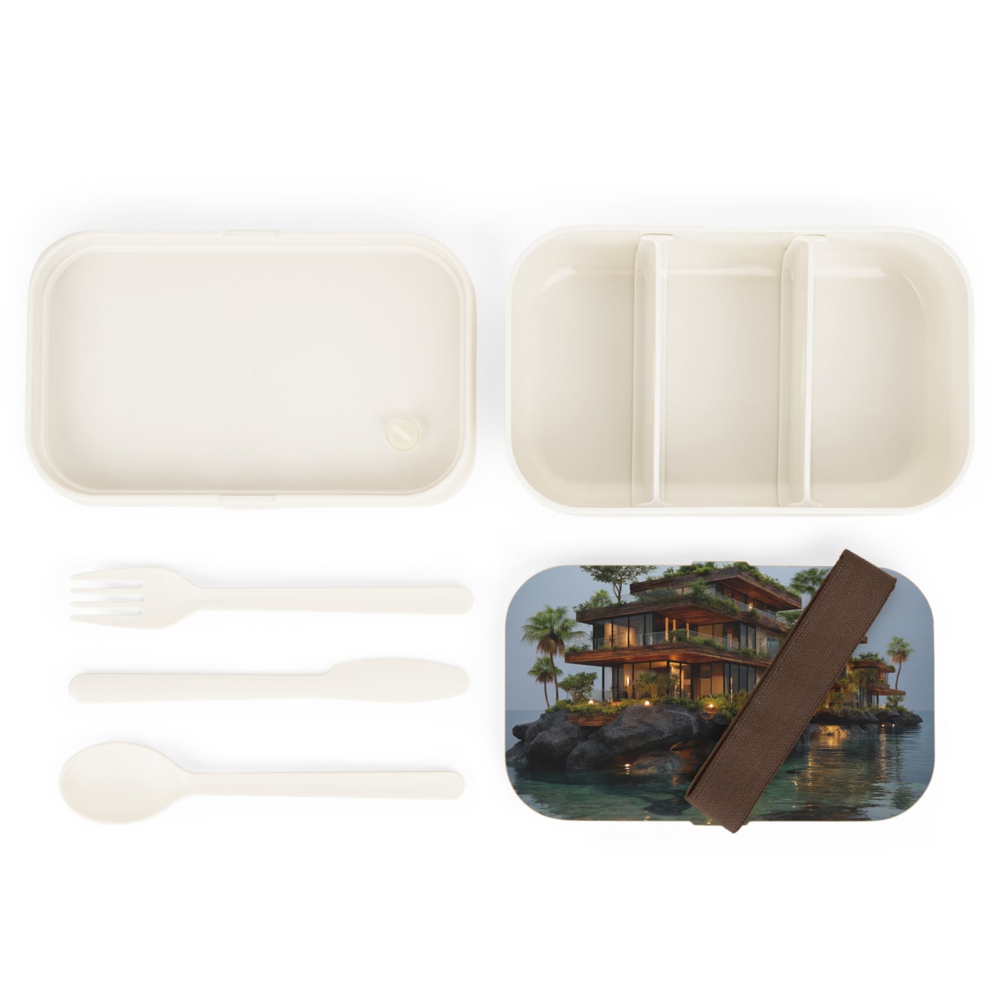 Oceanic Cliffside Villa Bento Lunch Box – Twilight Sanctuary for the Soul