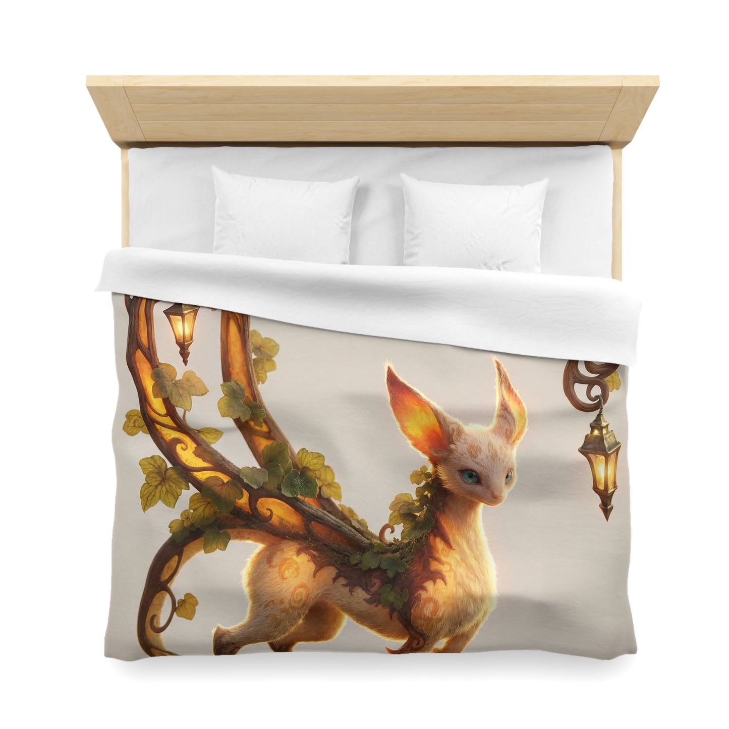 Moonlit Sentinel Microfiber Duvet Cover – Whimsical Feline Guardian in Iron Archway