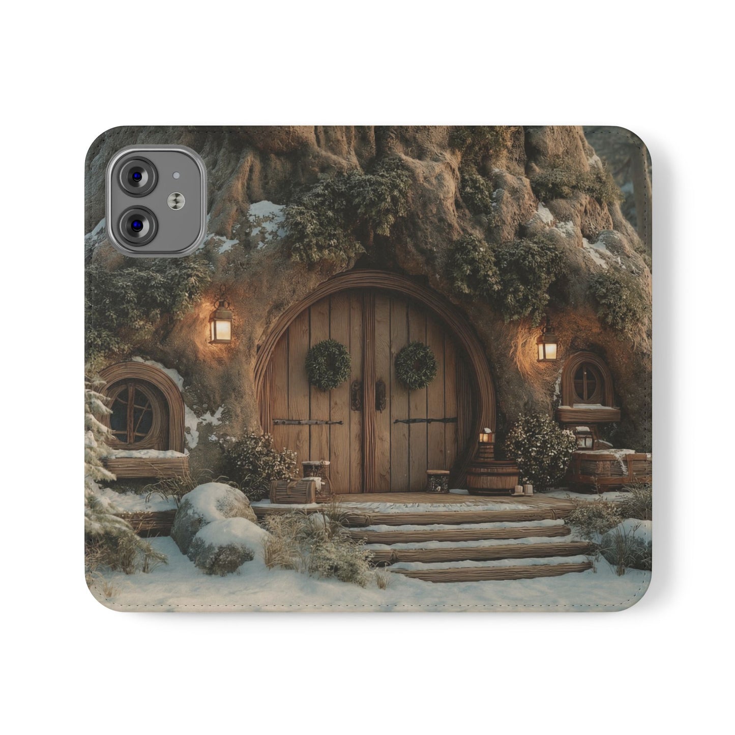 Hobbit Hole Flip Cases – Cozy Winter Doorway Scene