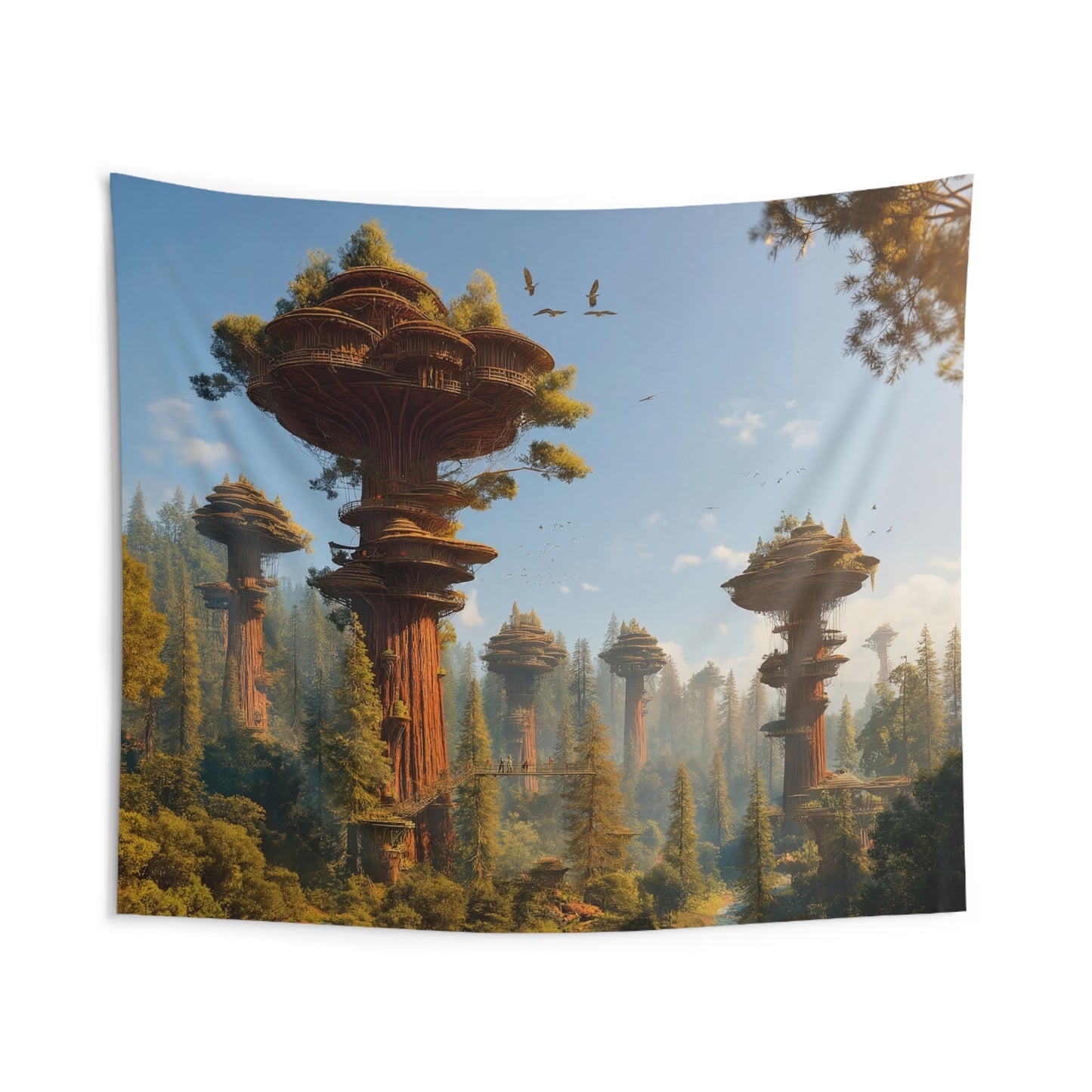 Sky-Rooted Treehouse Tapestries – Sunlit Canopy Sanctuaries