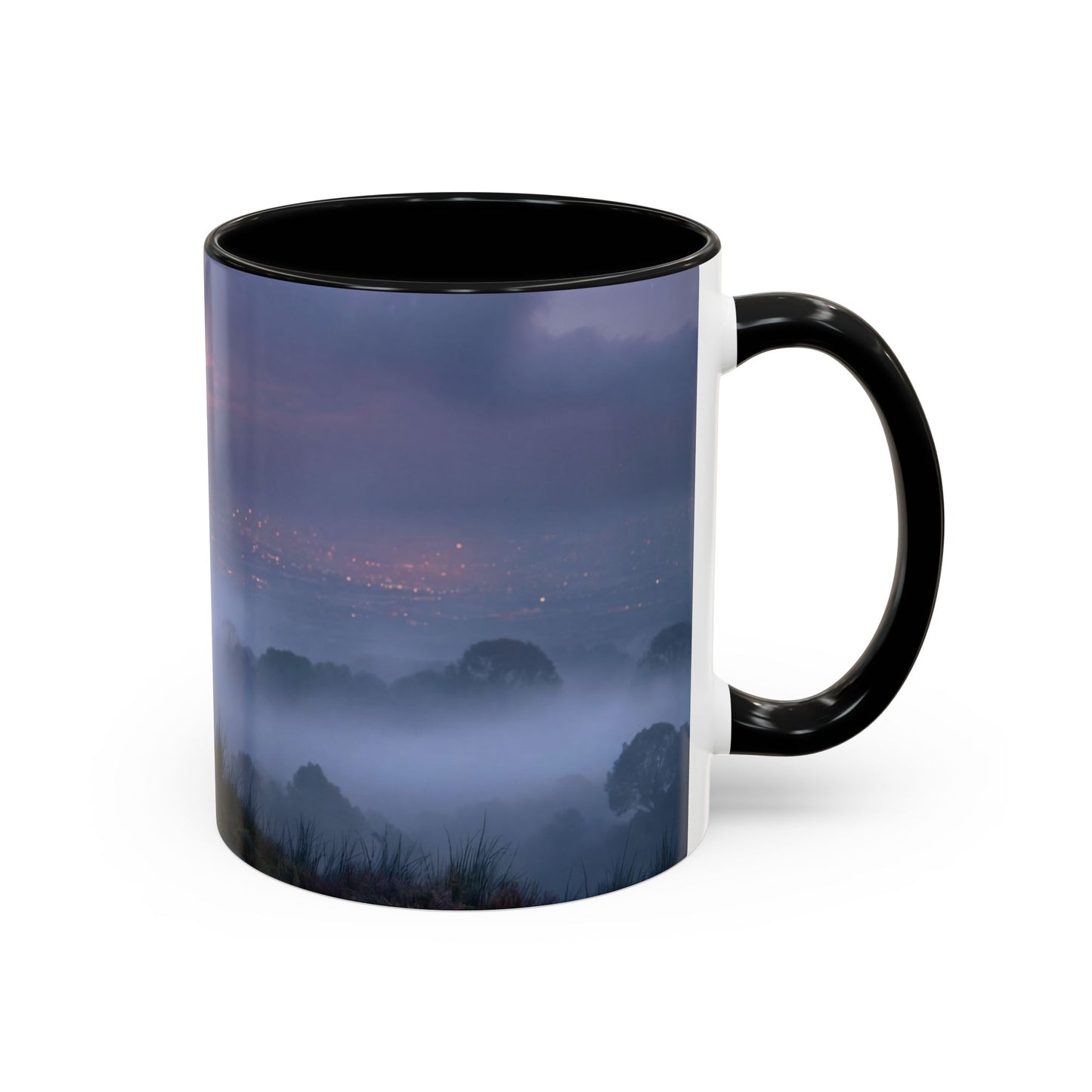 Moonlit Mycophile Accent Coffee Mug (11, 15oz) – Twilight Guardian of the Fungal Peaks