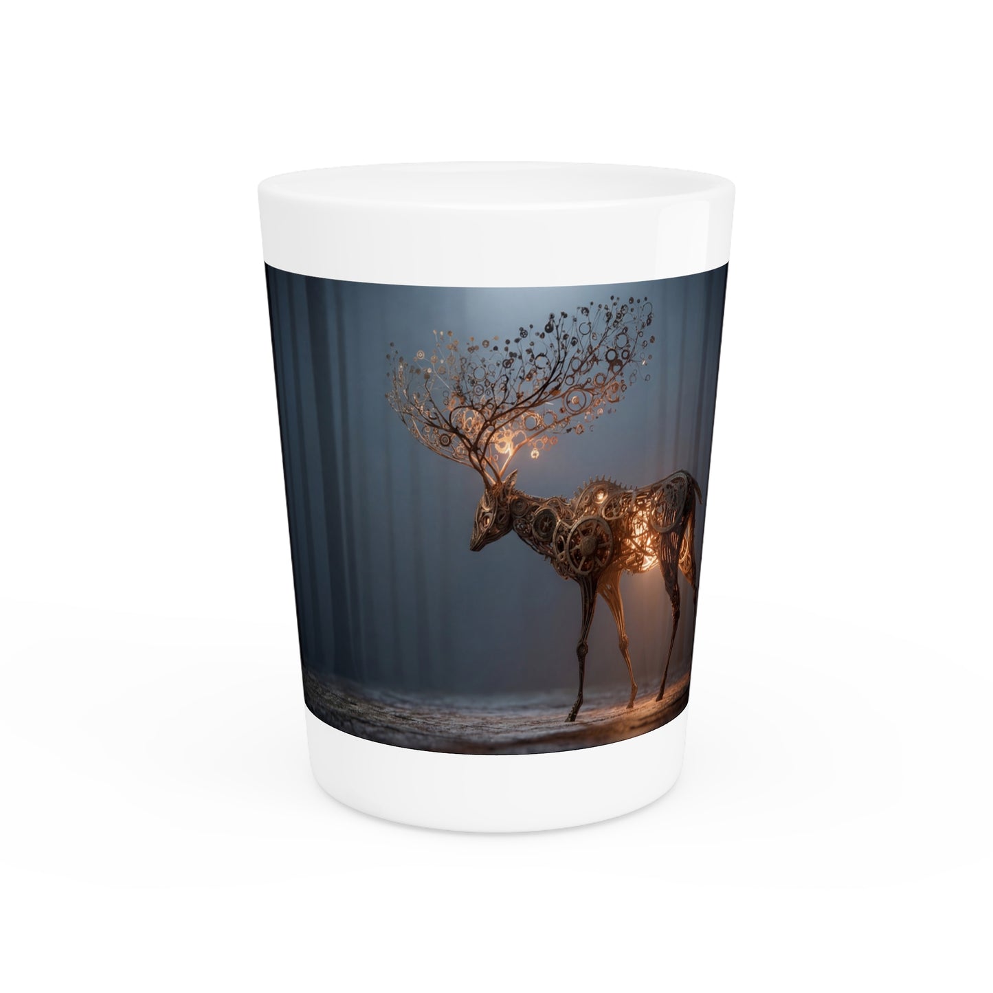 Clockwork Stag Shot Glass – Luminescent Forest Mechanism