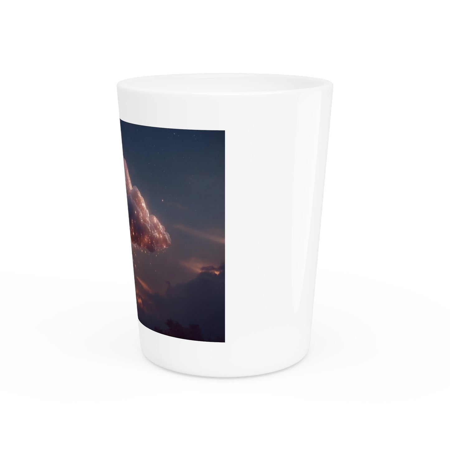 Celestial Vortex Shot Glass – Indigo Cloud Dreamscape