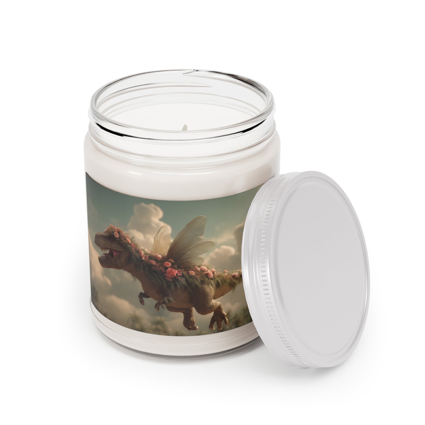 Floral Winged Dinosaur Scented Soy Candles with White Lid, 9oz – Skyborne Garden Guardian