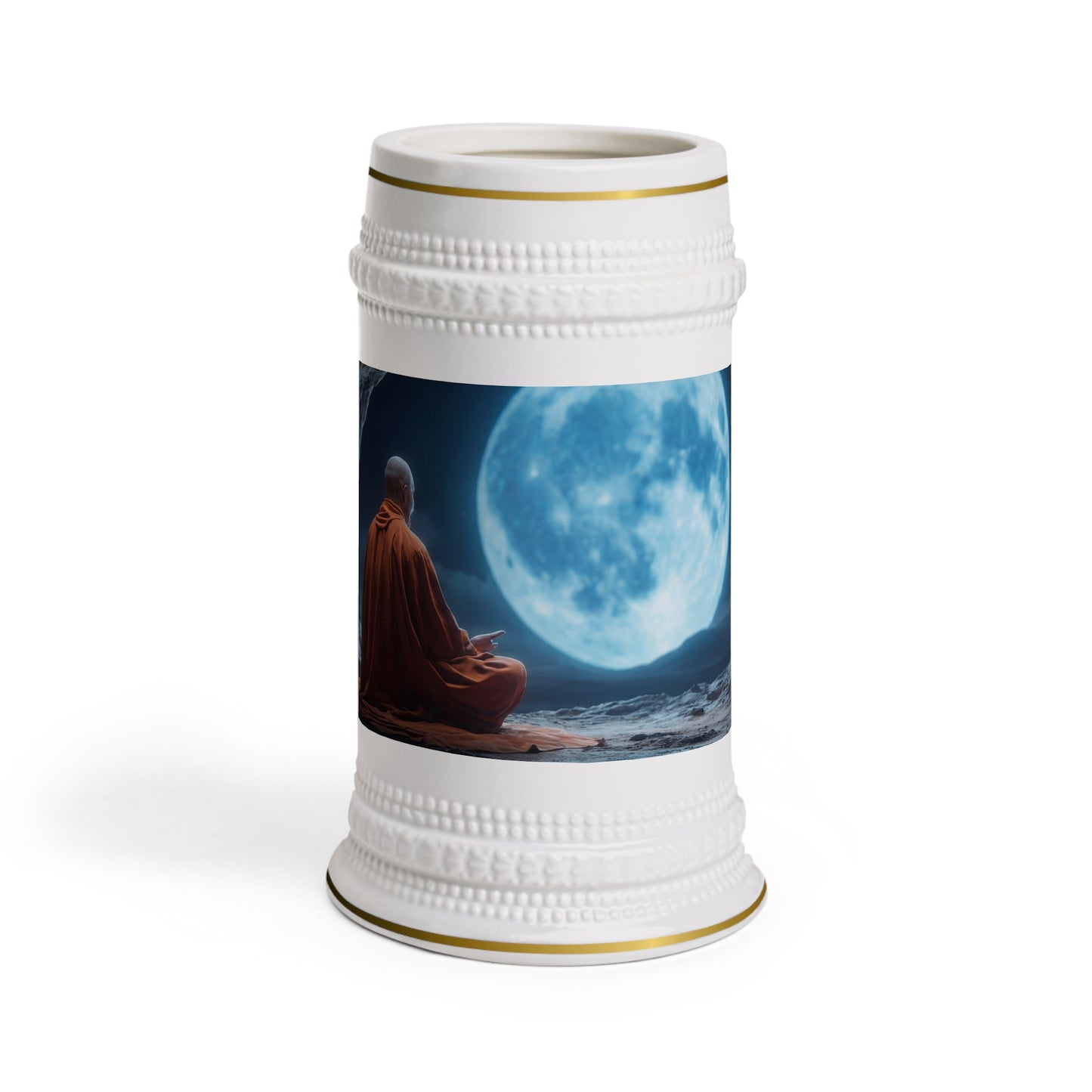 Lunar Meditation Stein Mug – Tranquil Monastic Moonlight