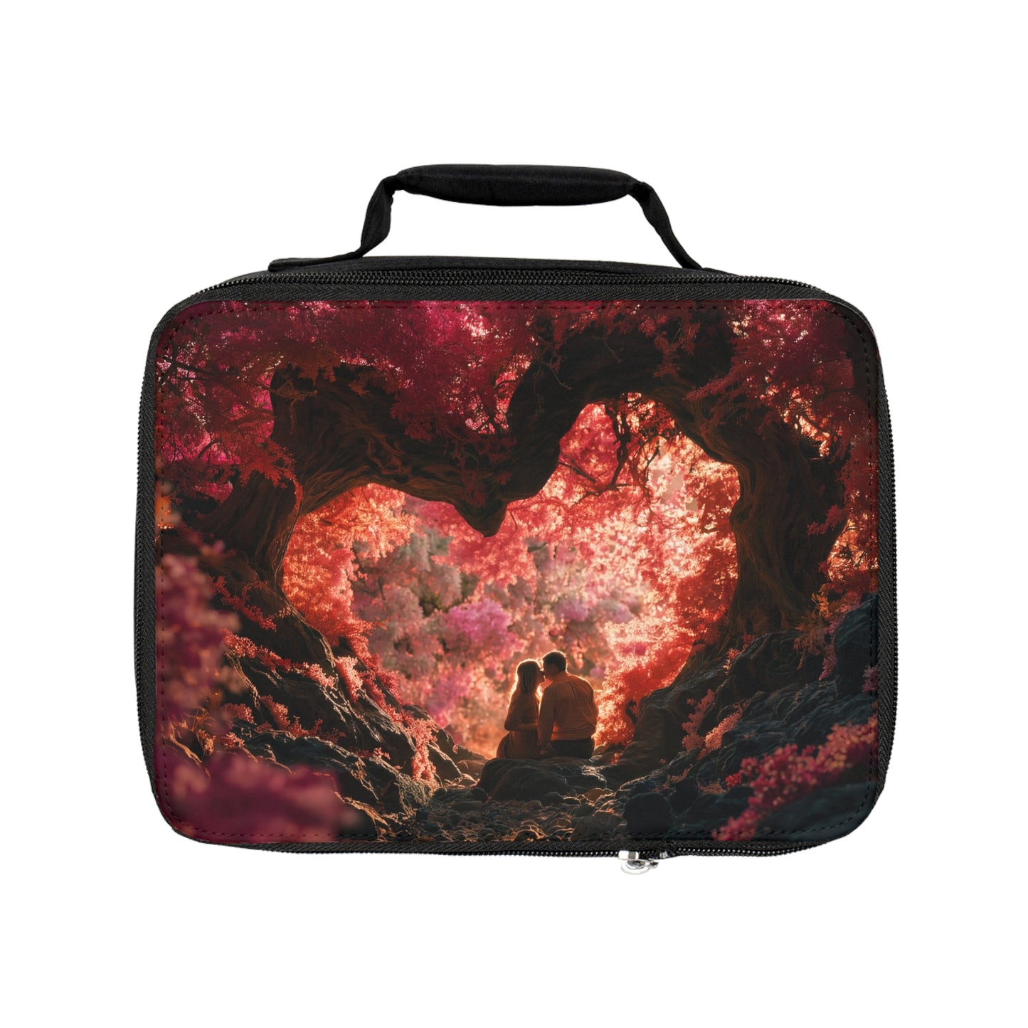 Crimson Heartwood Forest Lunch Bag – Whispering Love in Autumn Light