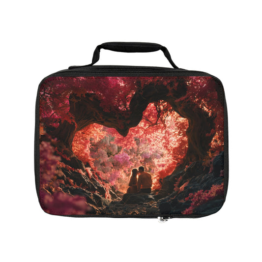 Crimson Heartwood Forest Lunch Bag – Whispering Love in Autumn Light