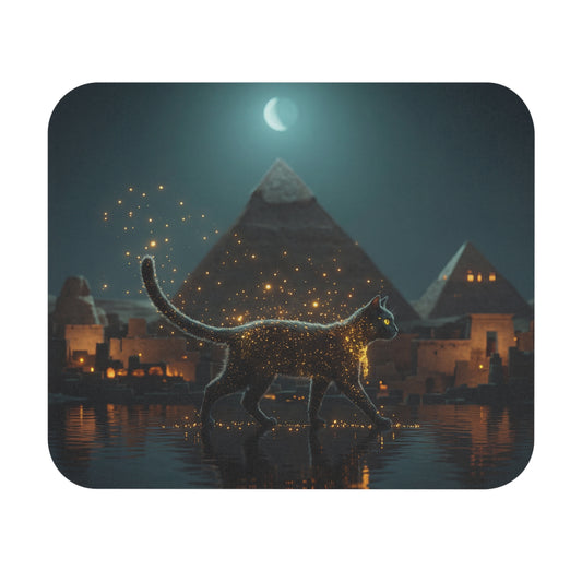 Starlit Cat Mouse Pad (Rectangle) – Midnight Desert Guardian