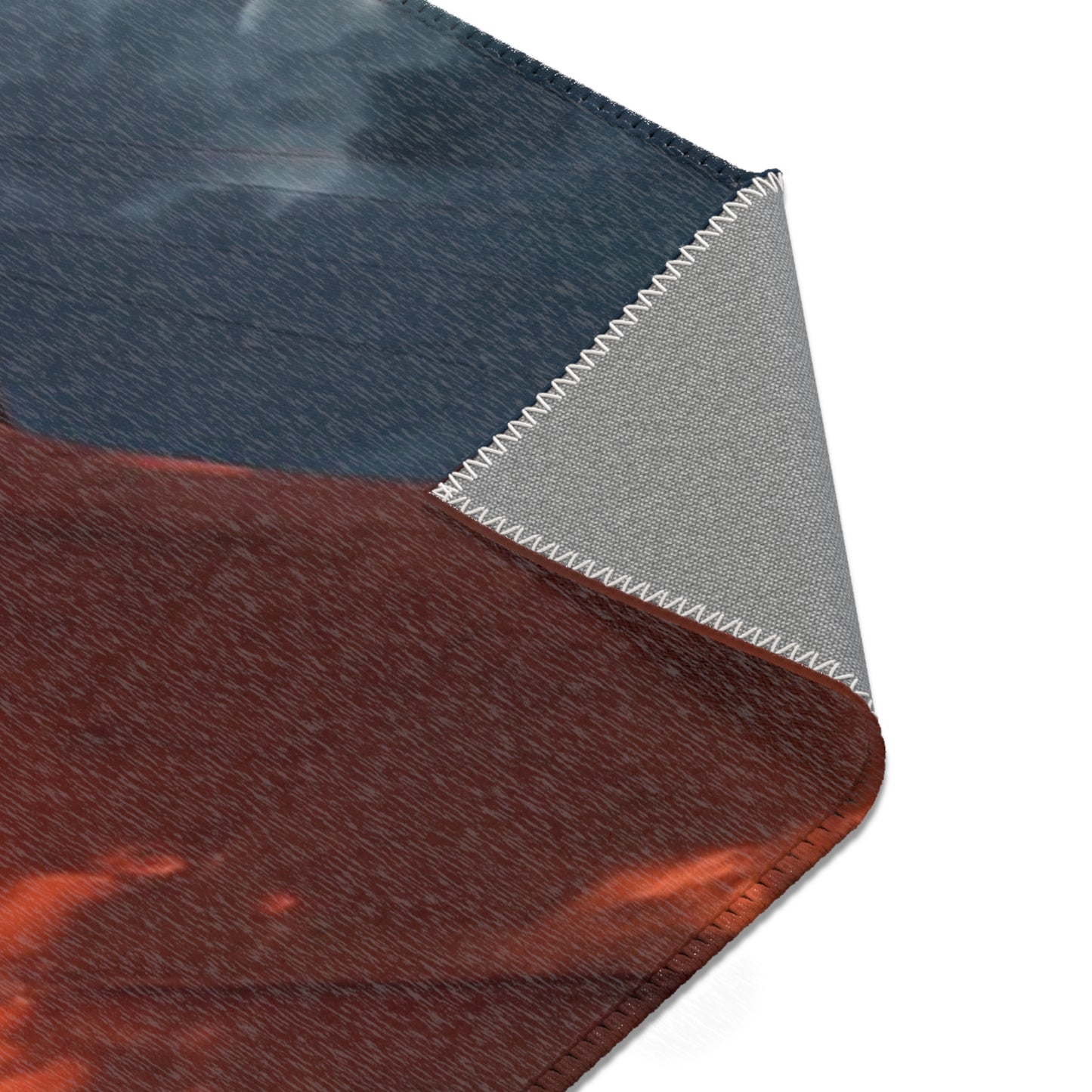 Crimson Carnival Tent Rug – City Skyline Under Thunderous Canopy