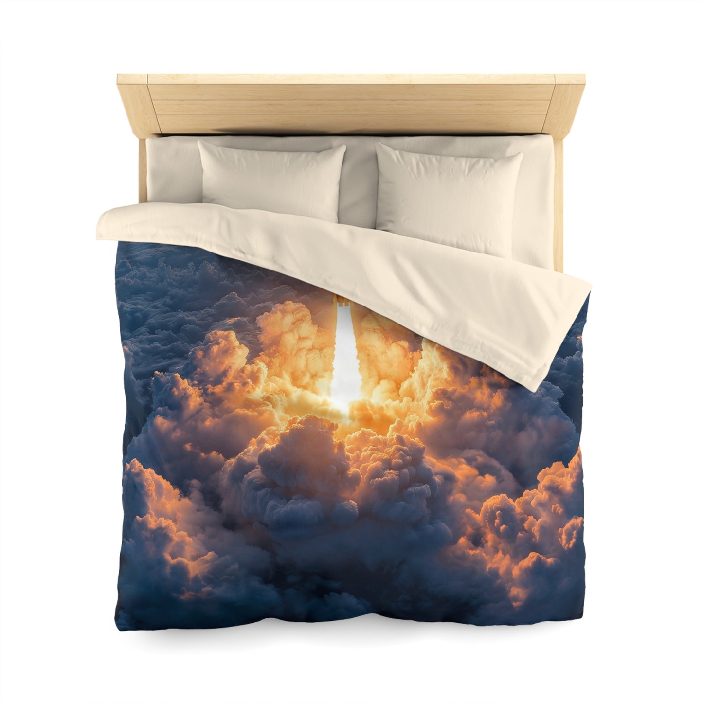 Rocket Sunrise Microfiber Duvet Cover – Piercing Through Clouds Toward Dawn
