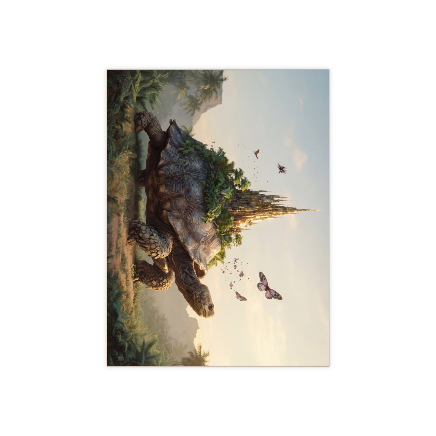Castle on Tortoise Ceramic Photo Tile – Guardian of the Verdant Realm