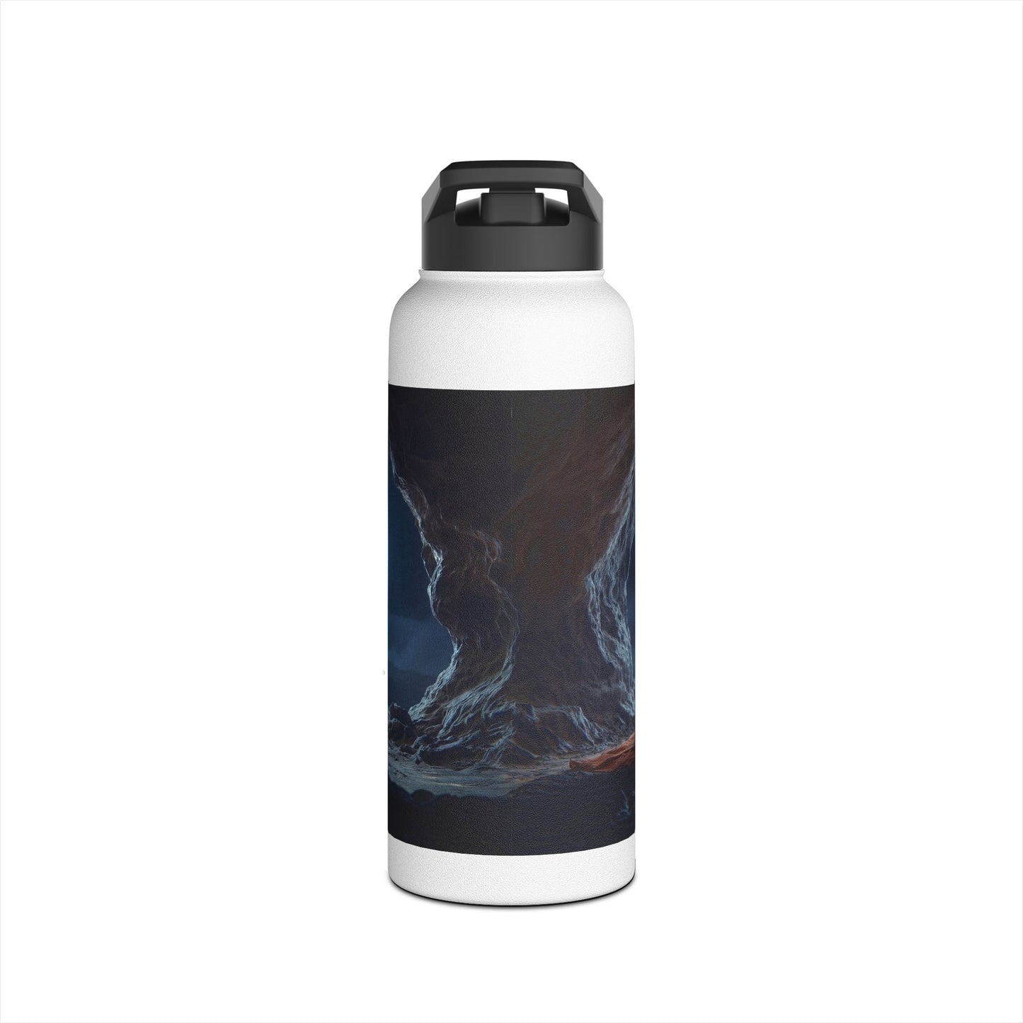 Moonlit Monk Meditation Bottle – Serene Cave Ritual Stainless Steel Water Bottle, Standard Lid