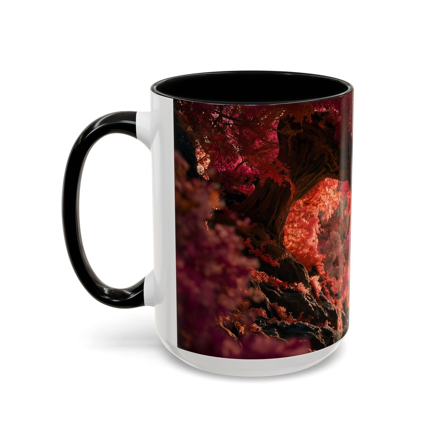 Crimson Heart Grove Accent Coffee Mug (11, 15oz) – Twisted Canopy Romance Scene