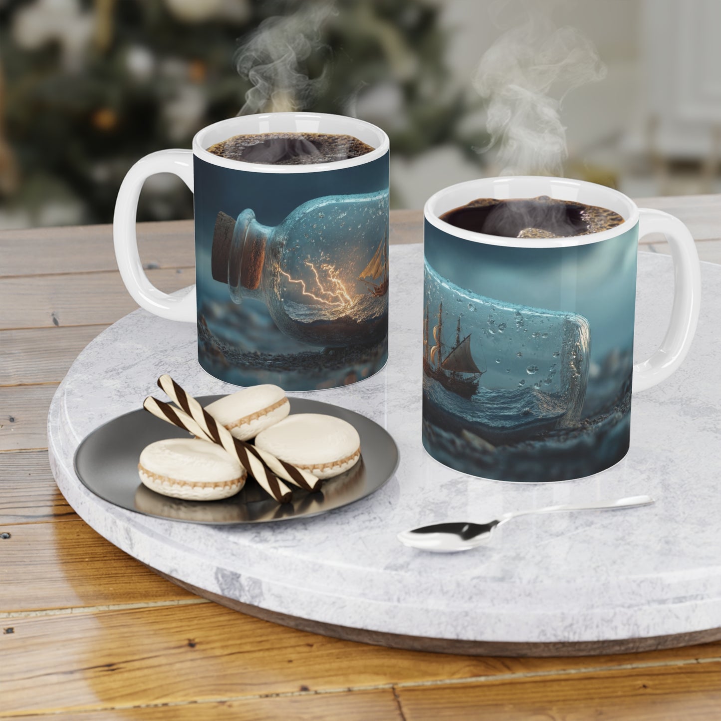 Storm-Sailed Ship in Bottle Ceramic Mugs (11oz\15oz\20oz) – Tiny Tempest, Mighty Voyage