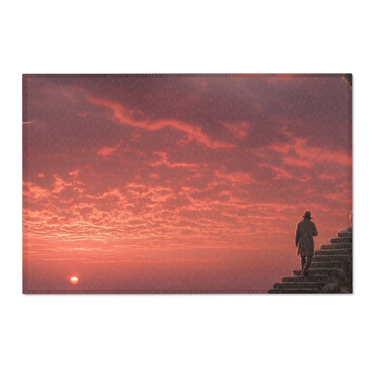 Lone Traveler Staircase Rug – Crimson Sunset Skyway