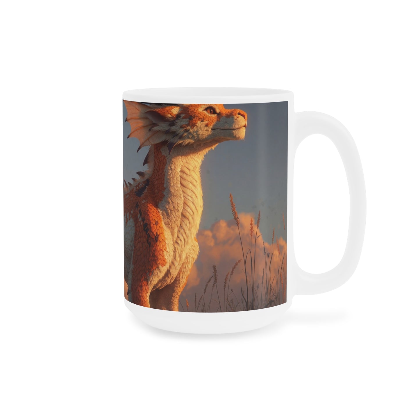 Sunset Dragon Ceramic Mugs (11oz\15oz\20oz) – Warm Glow Guardian