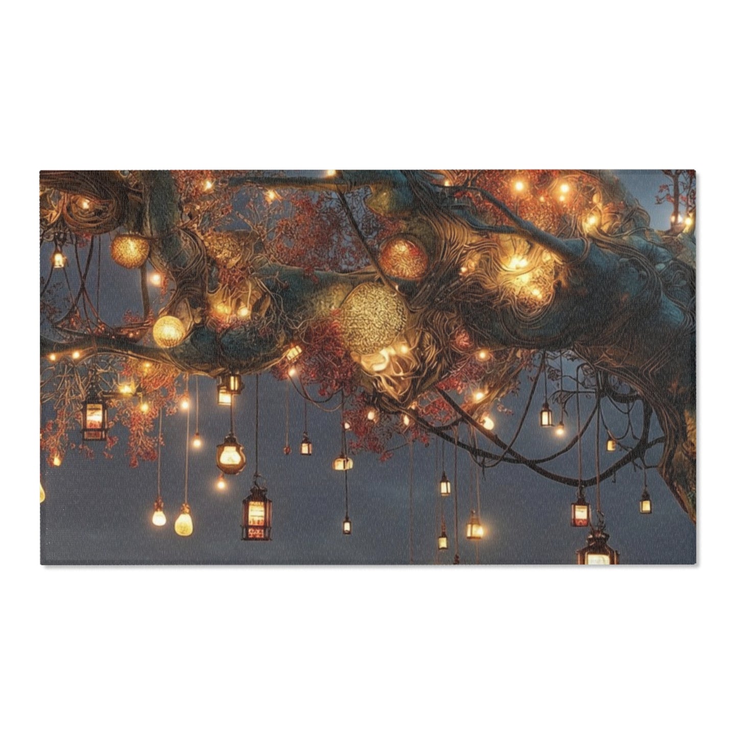 Luminous Wisp Tree Area Rug – Desert Nightglow Oasis