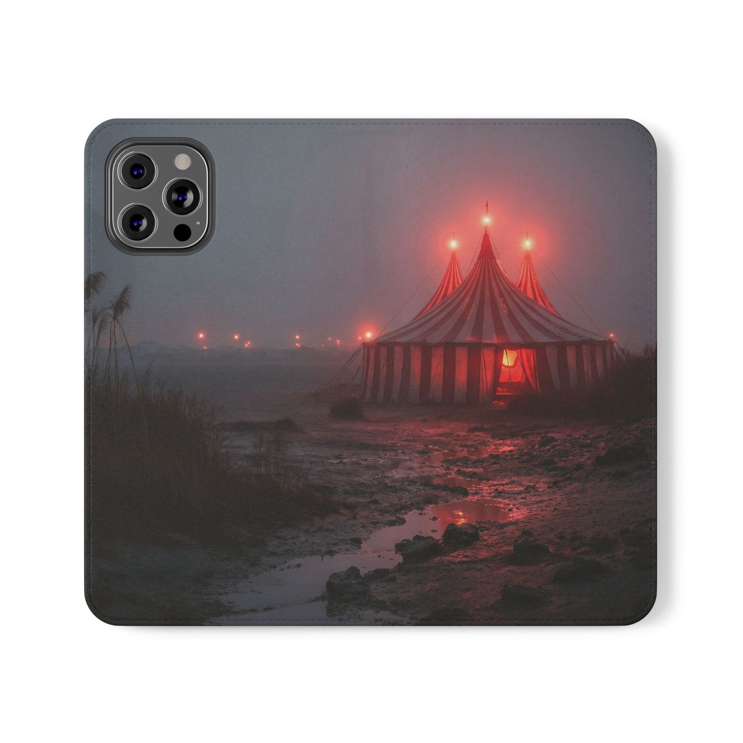 Crimson Circus Tent Flip Cases – Misty Coastside Lantern Scene