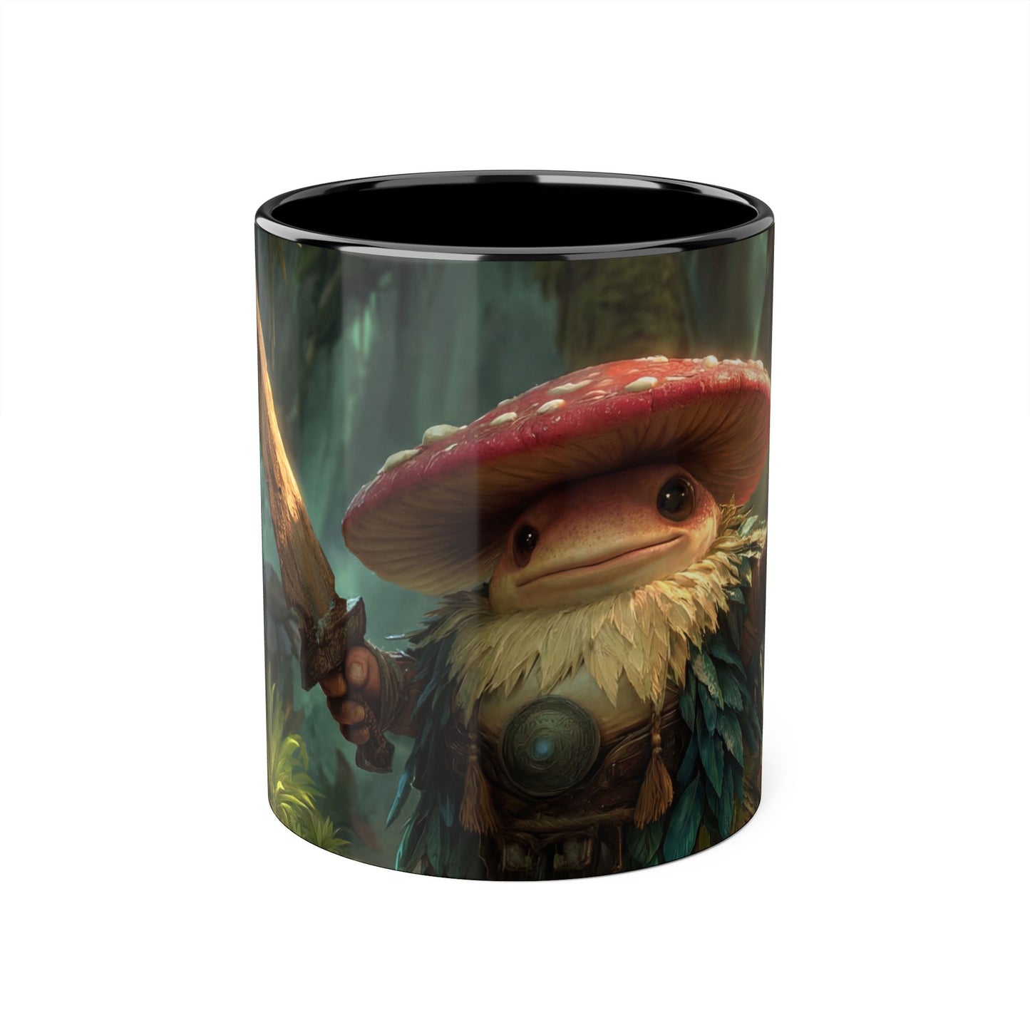 Mushroom Guardian Accent Mugs, 11oz – Toad Warrior with Wooden Blade