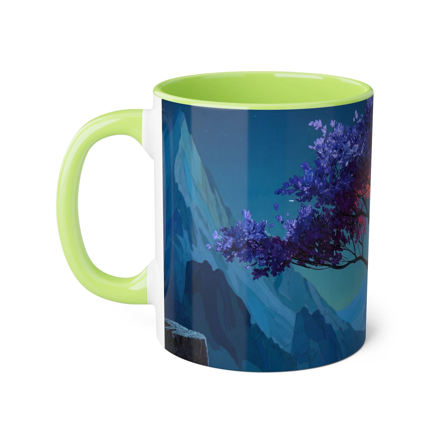 Twilight Bloom Accent Mugs, 11oz – Starlit Canopy & Golden Sunlight