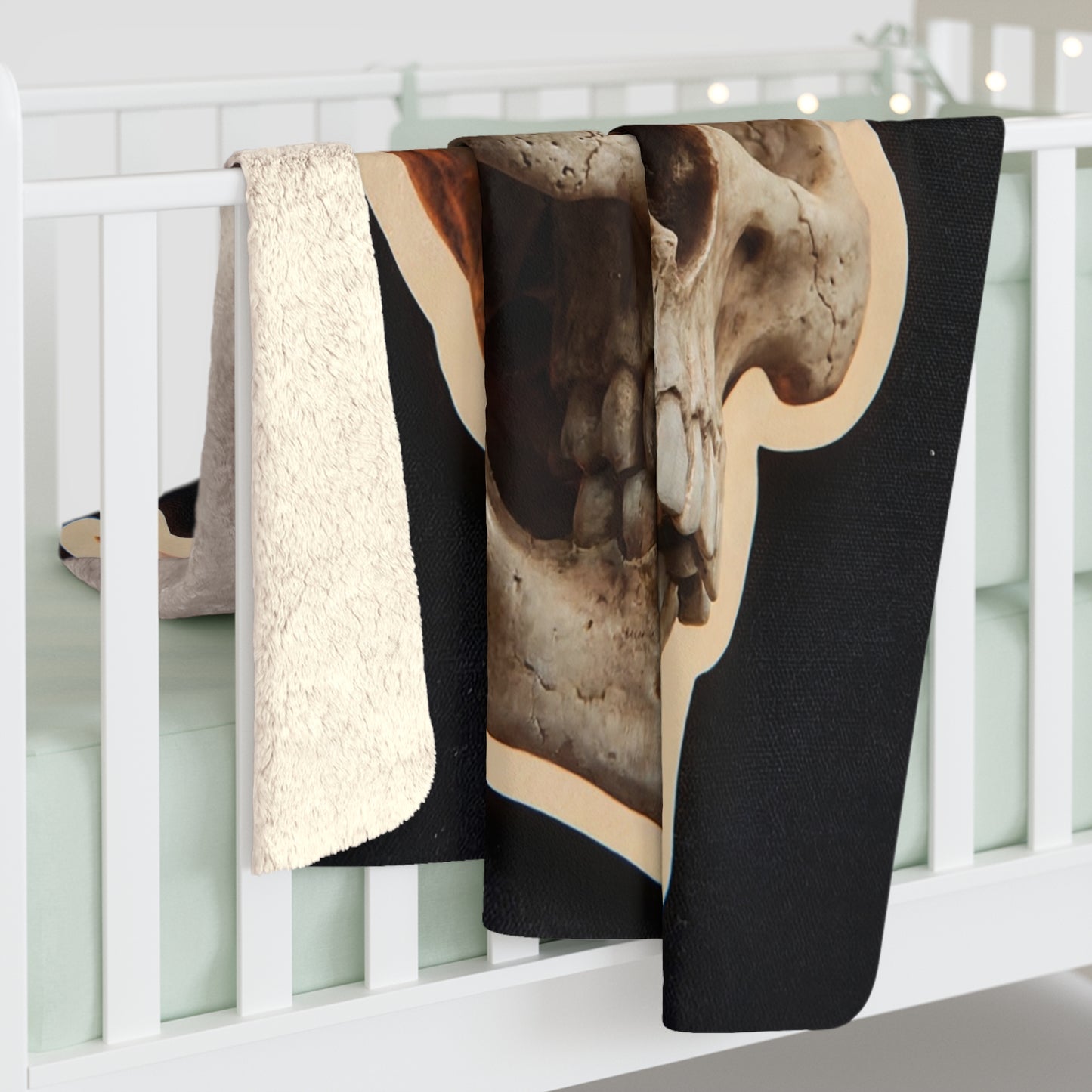 Crowned Skull Sherpa Fleece Blanket – Memento Mori Majesty
