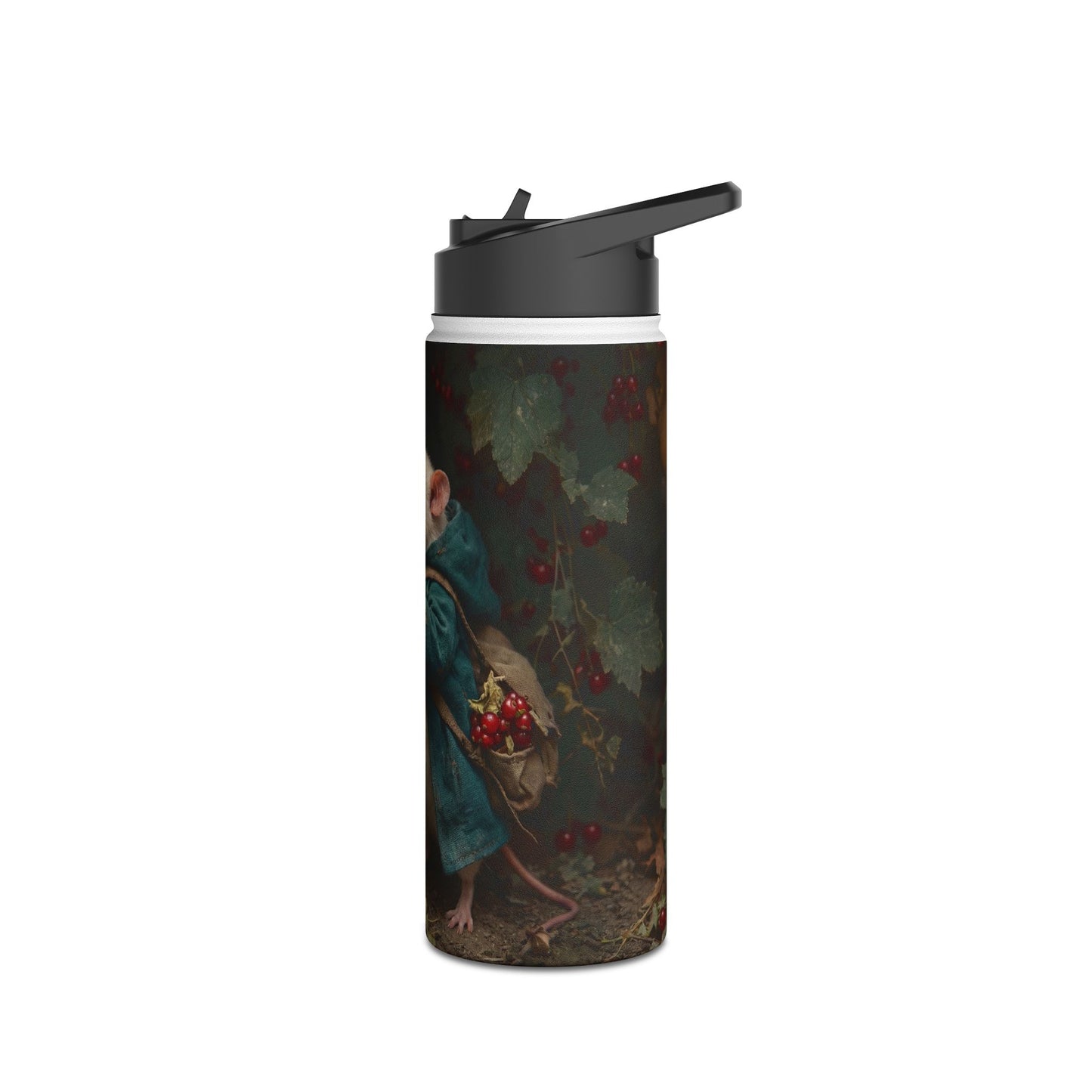 Candlelit Forager Mouse Stainless Steel Water Bottle, Standard Lid – Autumn’s Secret Harvest