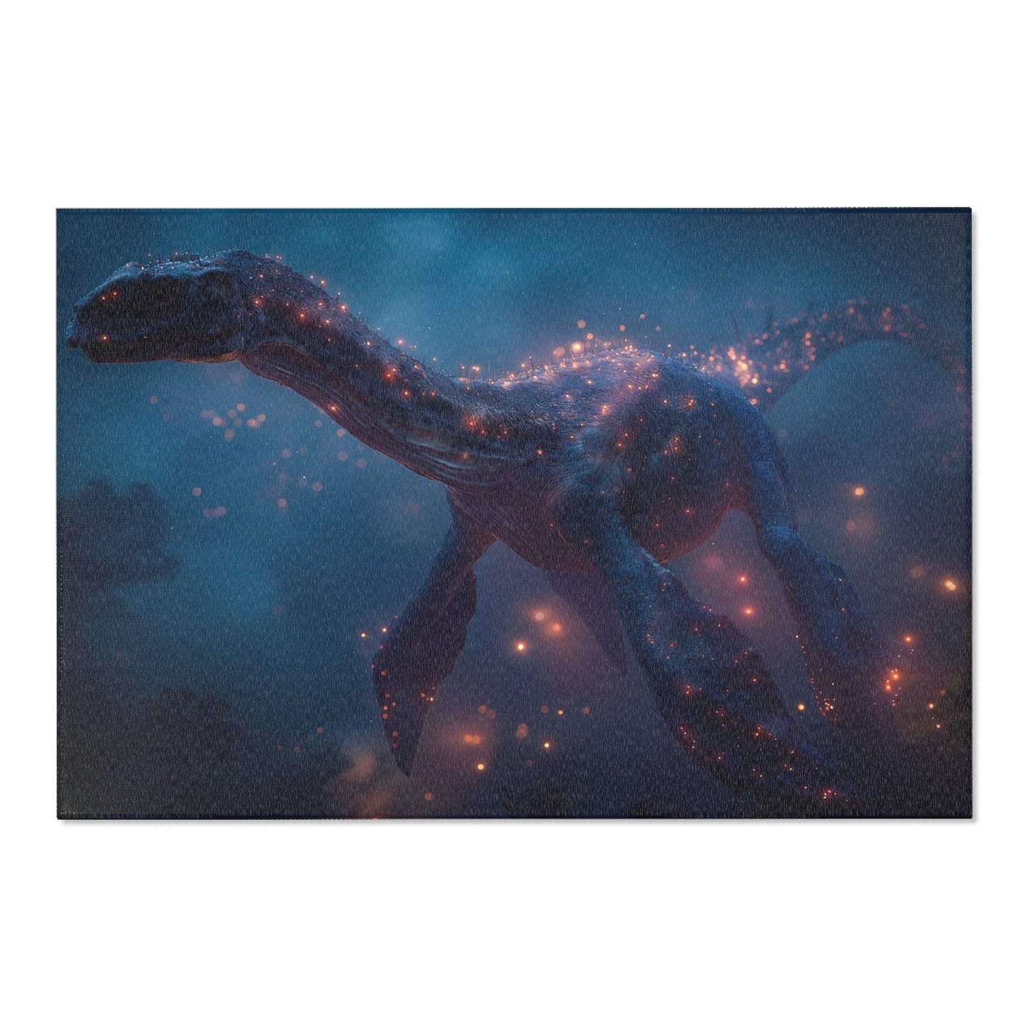 Celestial Plesiosaur Area Rug – Glowing Twilight Leviathan