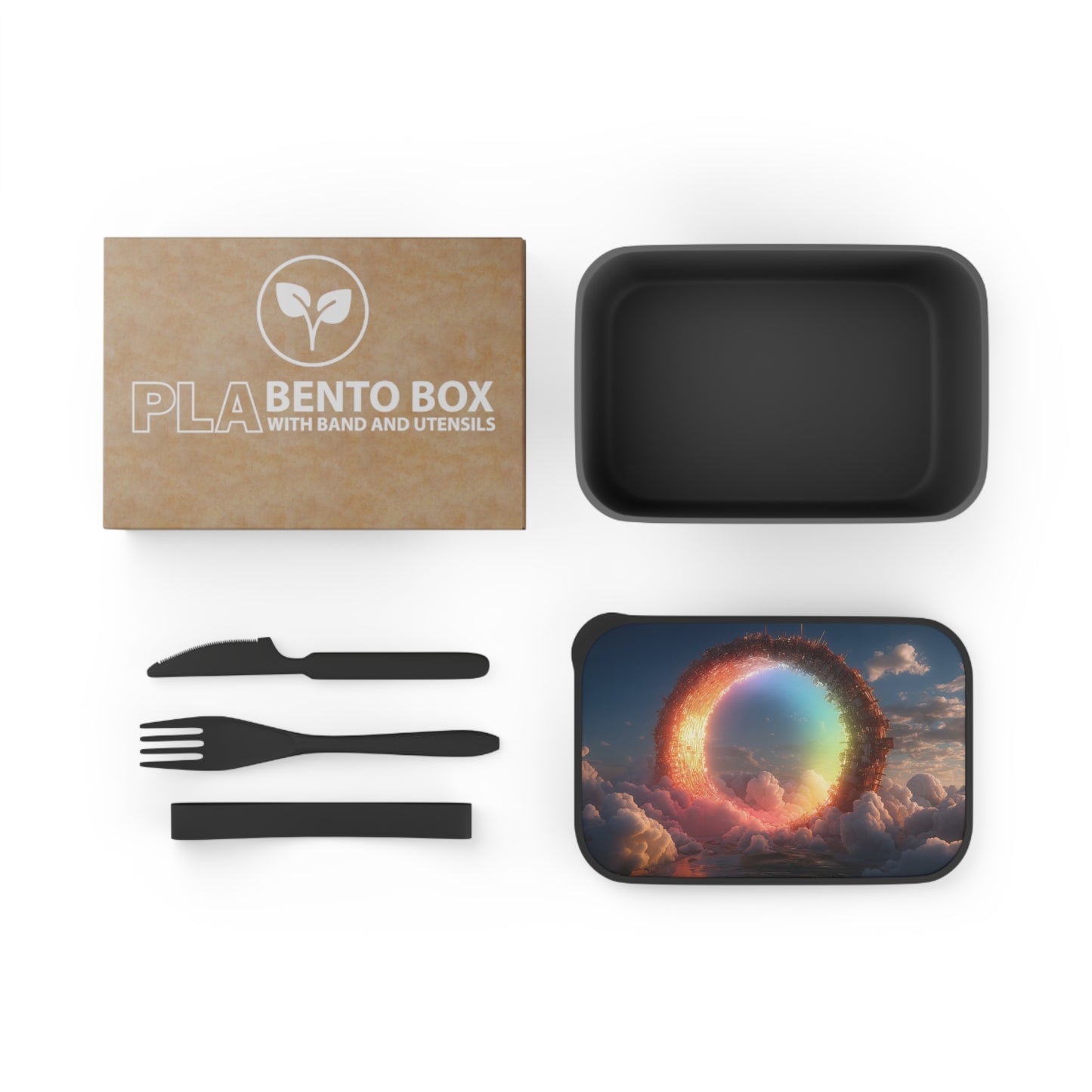 Celestial Vortex PLA Bento Box with Band and Utensils – Indigo Cloud Dreamscape