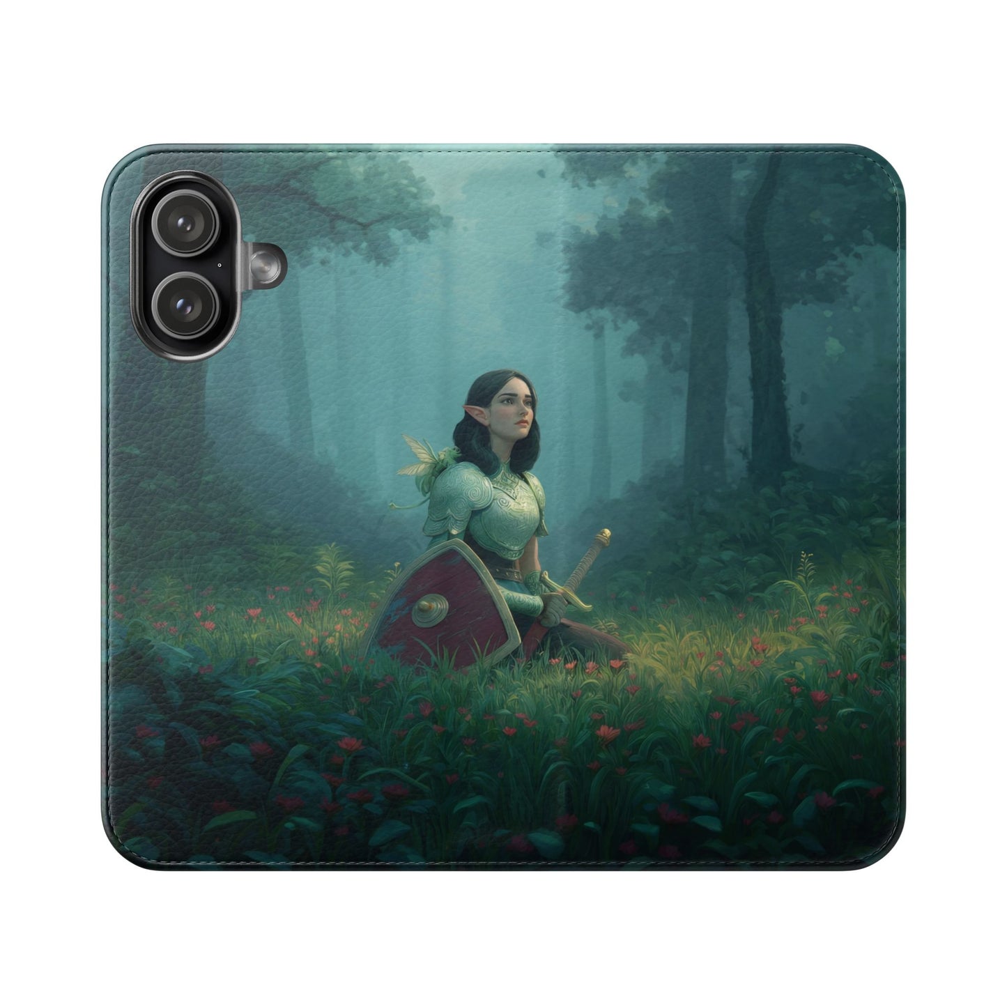 Woodland Sentinel Flip Cases – Green Knight in Misty Grove