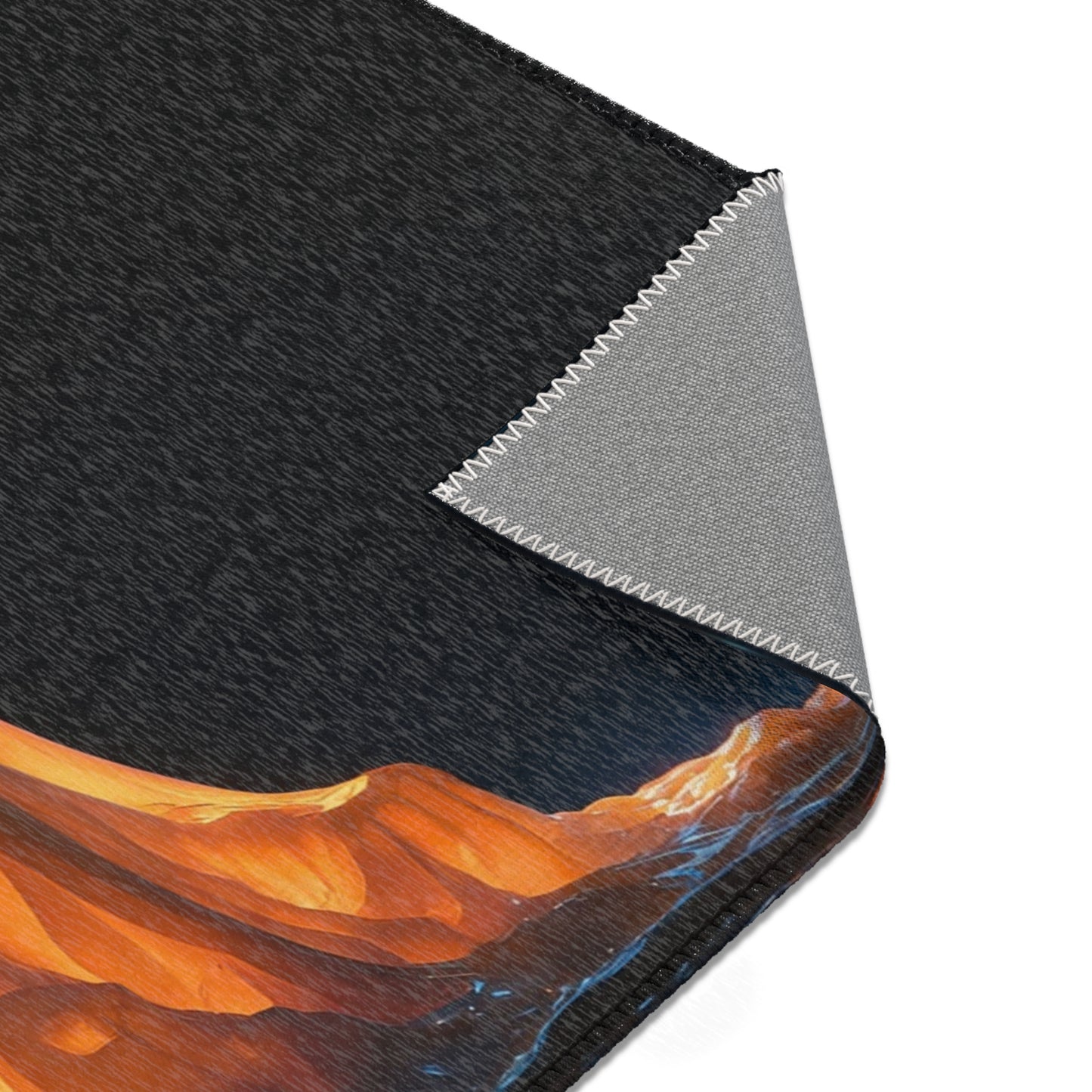 Luminous Candle Mountain Rug – Warm Glow Against Midnight Depths