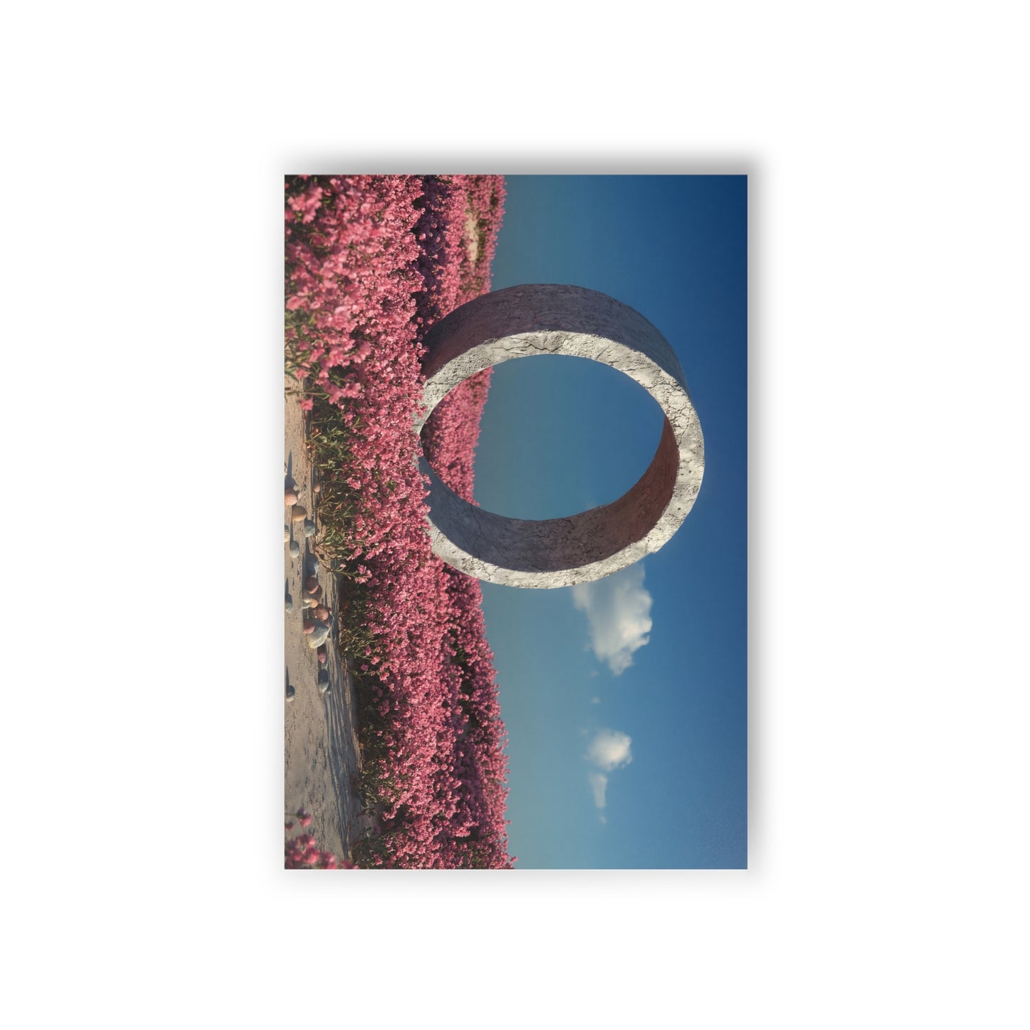 Concrete Portal Postcards (10pcs) – Stone Ring Amid Pink Blooms