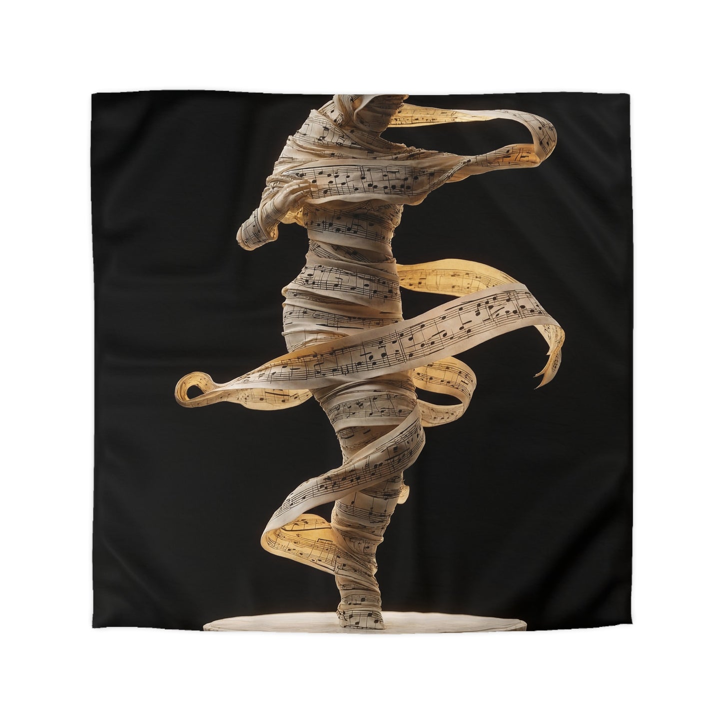 Melodic Muse Microfiber Duvet Cover – Whirling Symphony in Golden Light