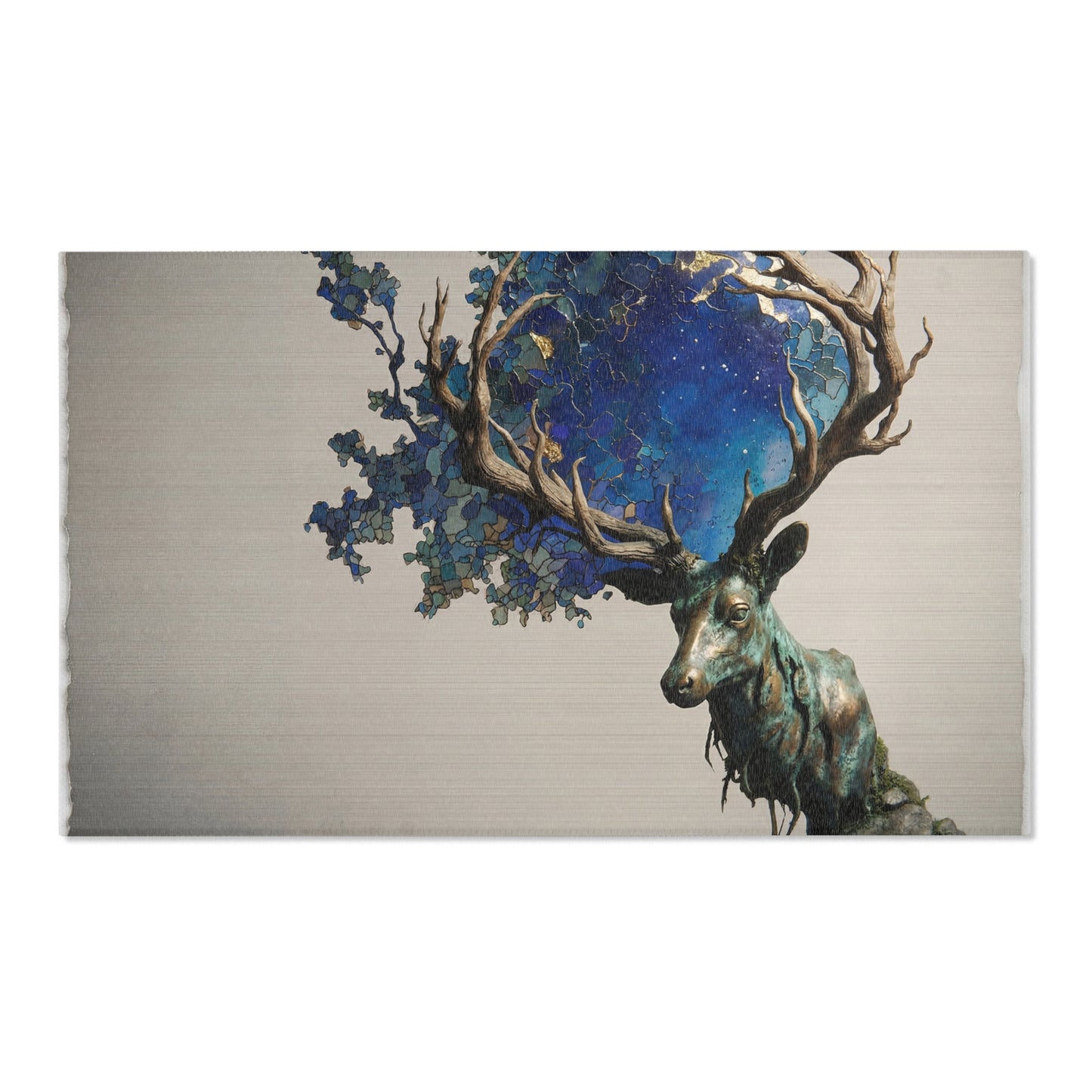 Celestial Stag Area Rug – Starlit Antlers and Twilight Waterscape