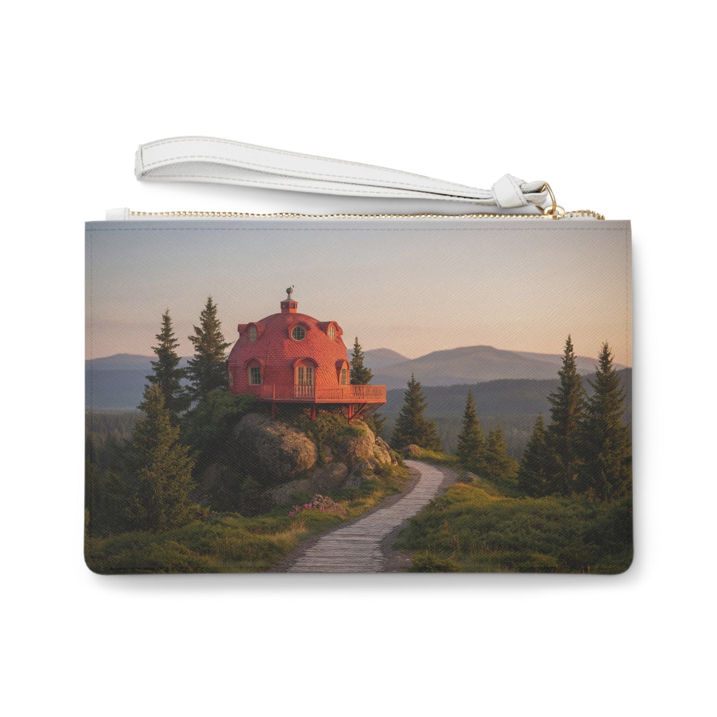 Crimson Sky House Clutch Bag – Alpine Sunset Sanctuary