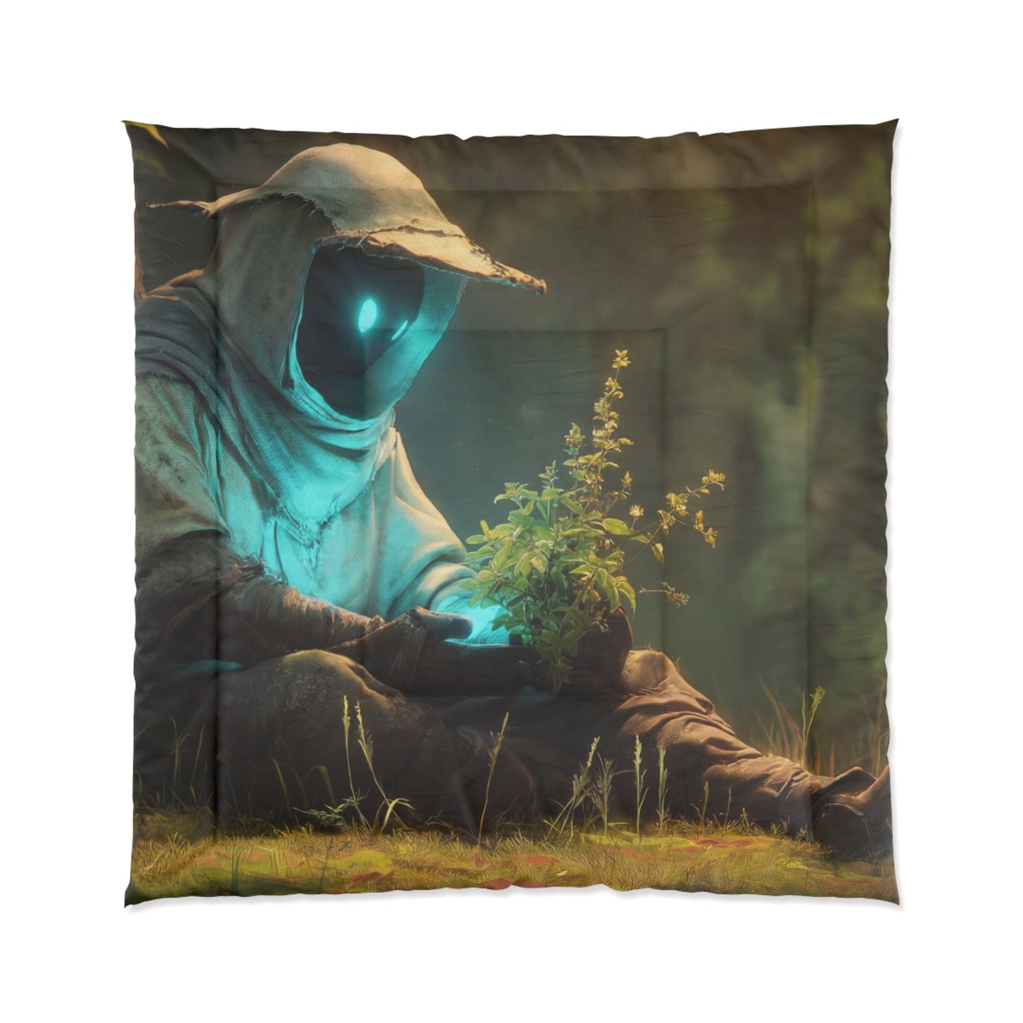 Forest Sentinel Comforter – Glowing Eye in Sunlit Grove
