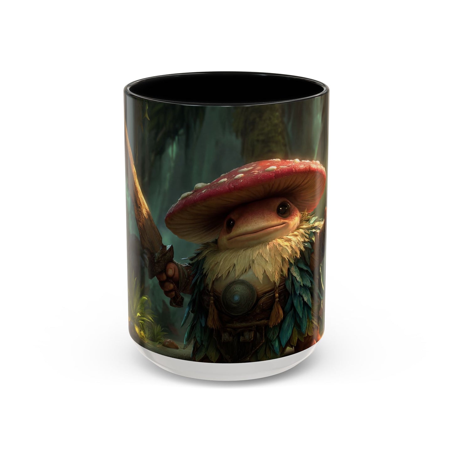 Mushroom Knight Accent Coffee Mug – Verdant Forest Guardian Sentinel