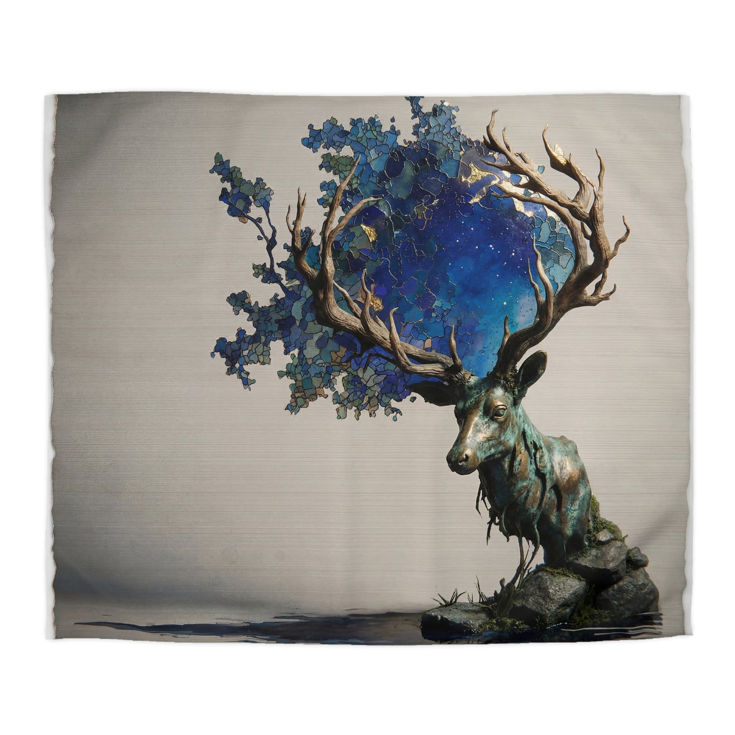 Celestial Stag Microfiber Duvet Cover – Starry Antler Dreamscape