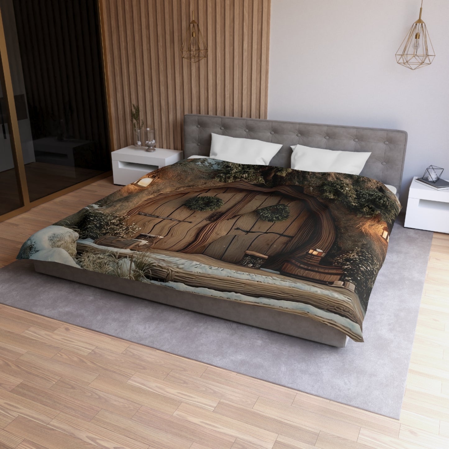 Winter’s Whisper Microfiber Duvet Cover – Cozy Treehouse Sanctuary
