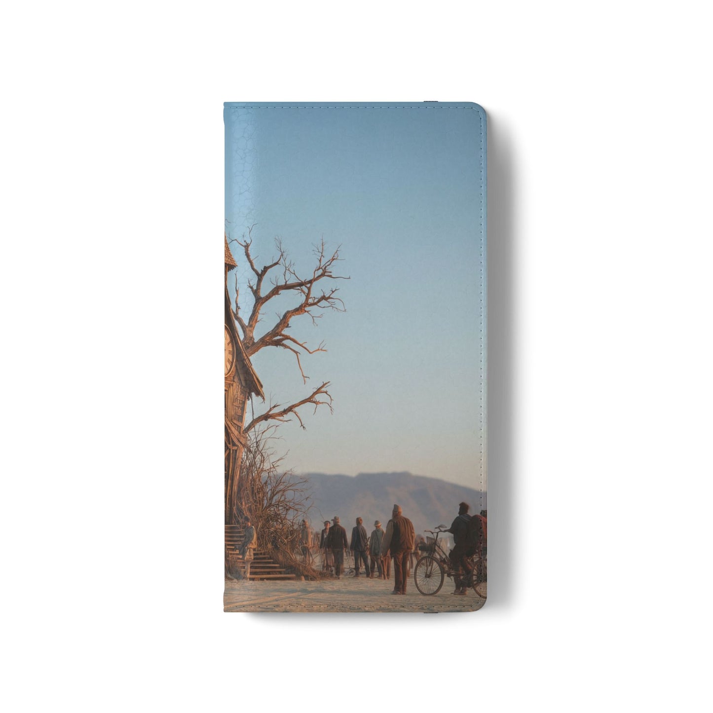 Clocktower Wanderers Flip Cases – Dusty Desert Sentinel Scene