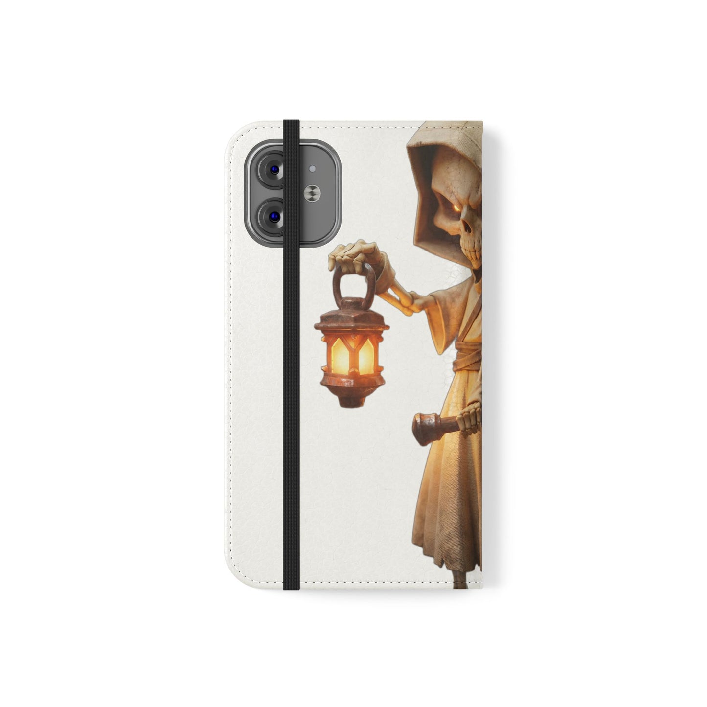 Lantern-Bearing Sentinel Flip Cases – Hooded Guardian with Scythe and Warm Glow