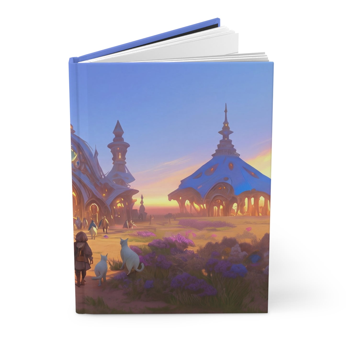 Twilight Cityscape Hardcover Journal Matte – Guided by Warm Light Through Dreaming Towers