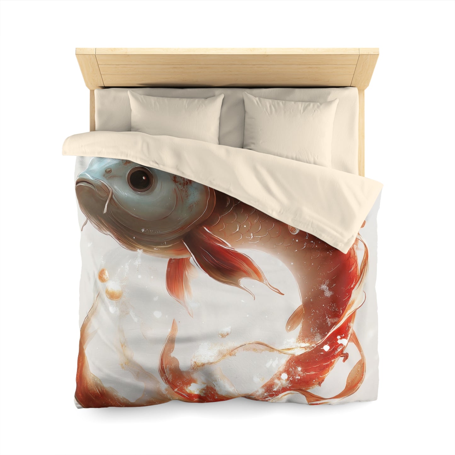 Child on Glowing Koi Microfiber Duvet Cover – Whimsical Dream Journey