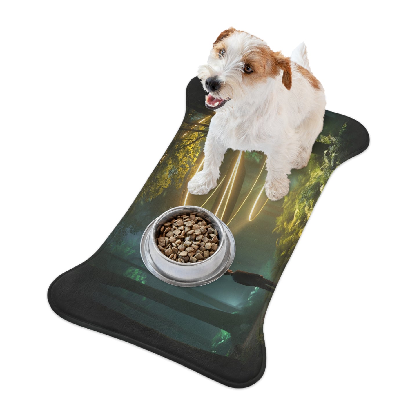 Golden Rings Pet Feeding Mats – Ethereal Forest Vortex